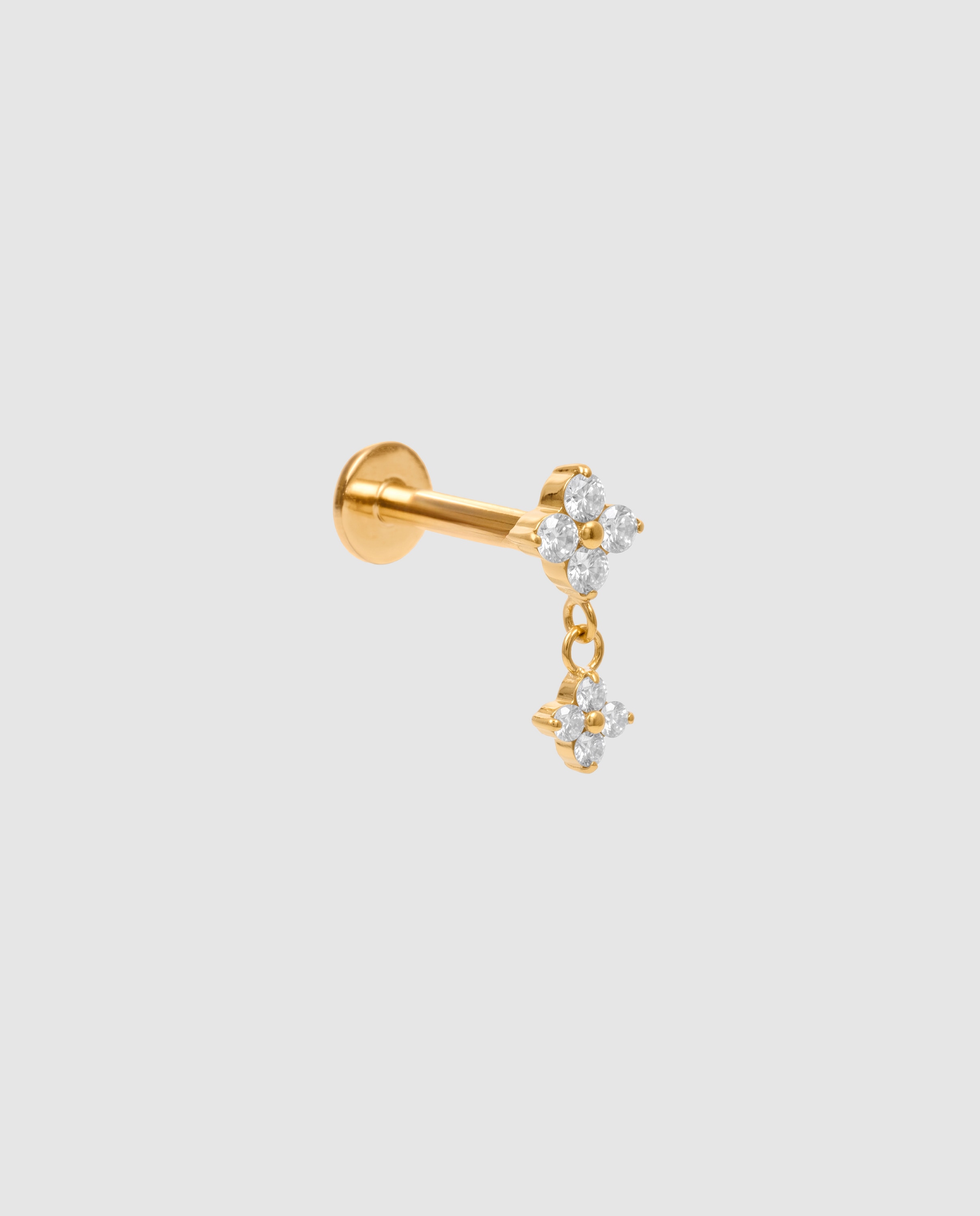 Piercing de titanio con circonita acabado en oro de 18k - Luxenter - Blanco Blanco-1