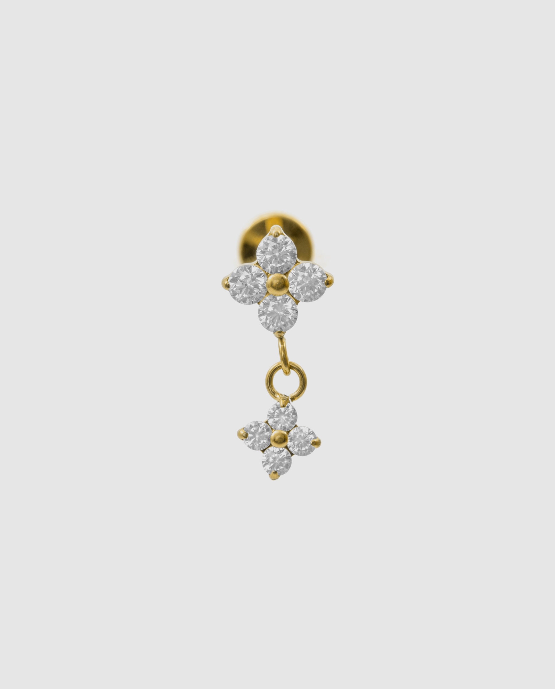 Piercing de titanio con circonita acabado en oro de 18k - Luxenter - Blanco Blanco-3