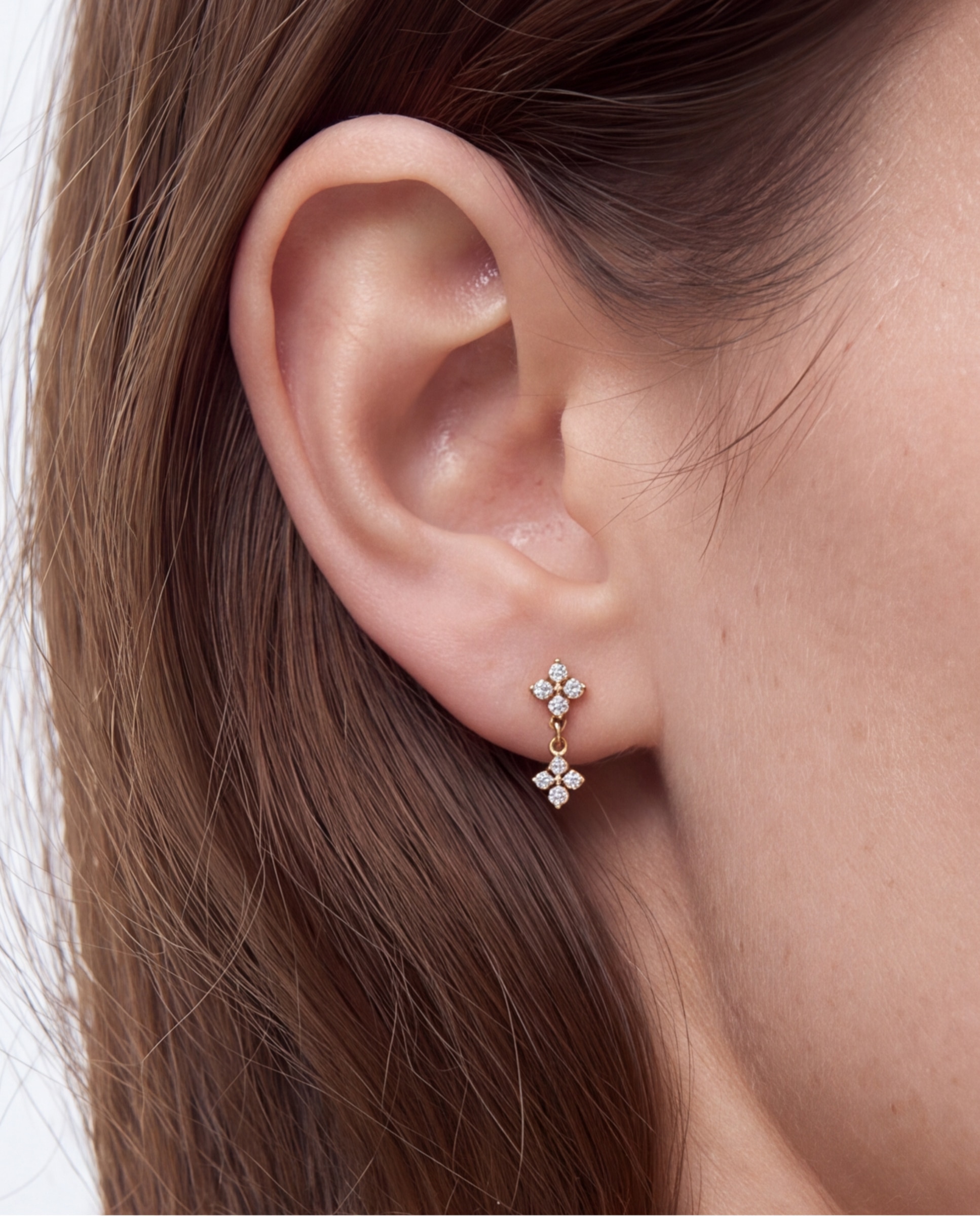 Piercing de titanio con circonita acabado en oro de 18k - Luxenter - Blanco Blanco-4