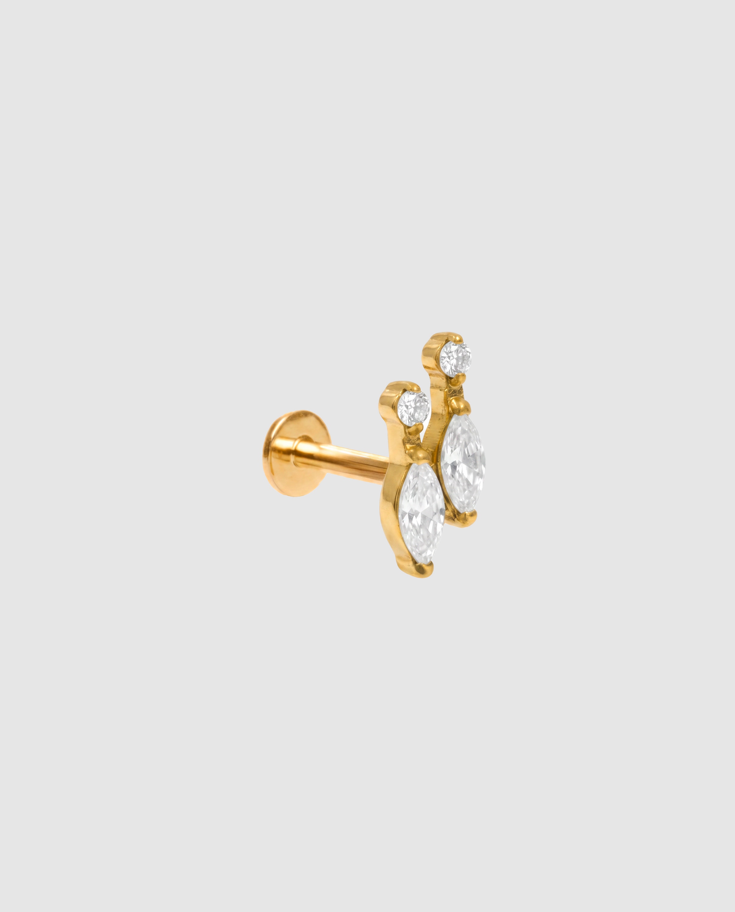 Piercing de titanio con circonita acabado en oro de 18k - Luxenter - Blanco Blanco-1