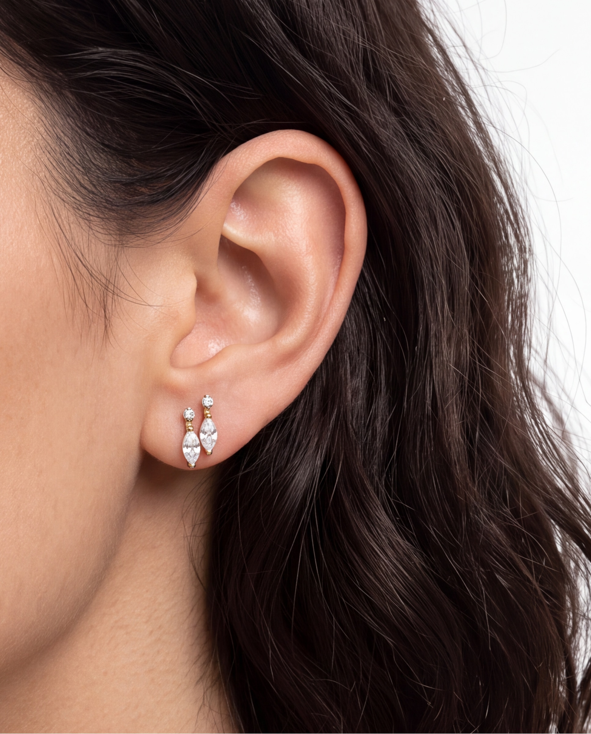 Piercing de titanio con circonita acabado en oro de 18k - Luxenter - Blanco Blanco-4