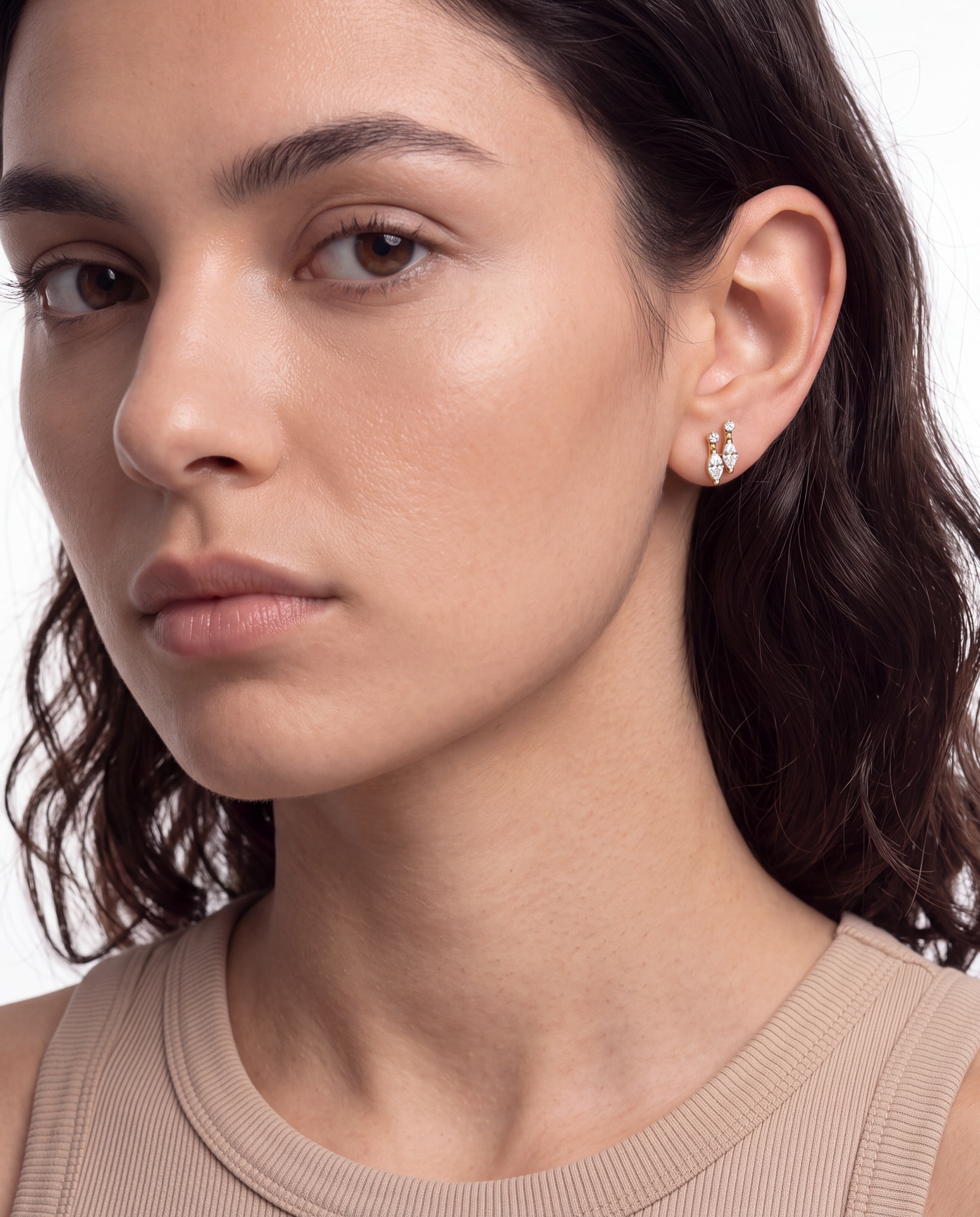 Piercing de titanio con circonita acabado en oro de 18k - Luxenter - Blanco Blanco-5