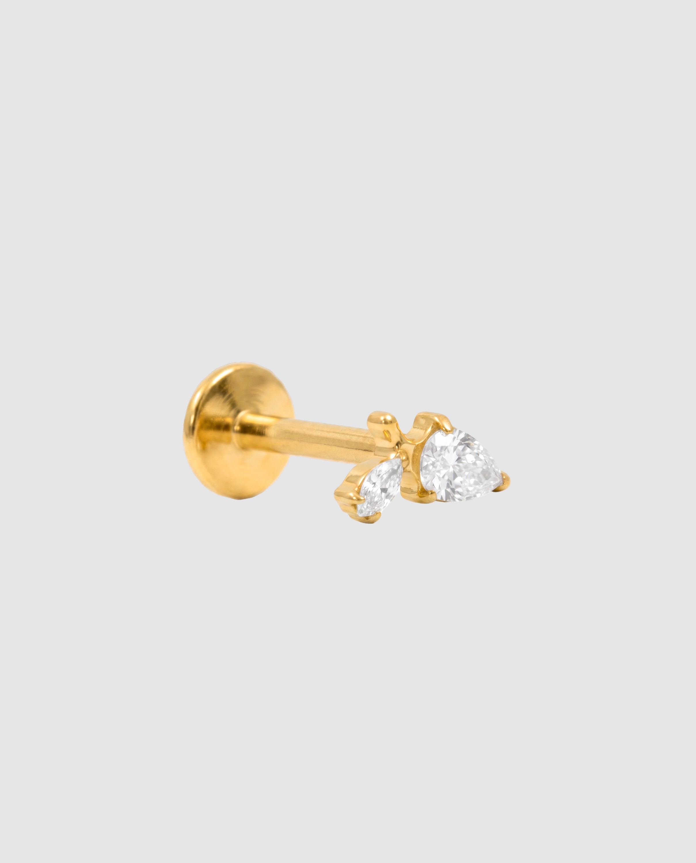 Piercing de titanio con circonita acabado en oro de 18k - Luxenter - Blanco Blanco-1