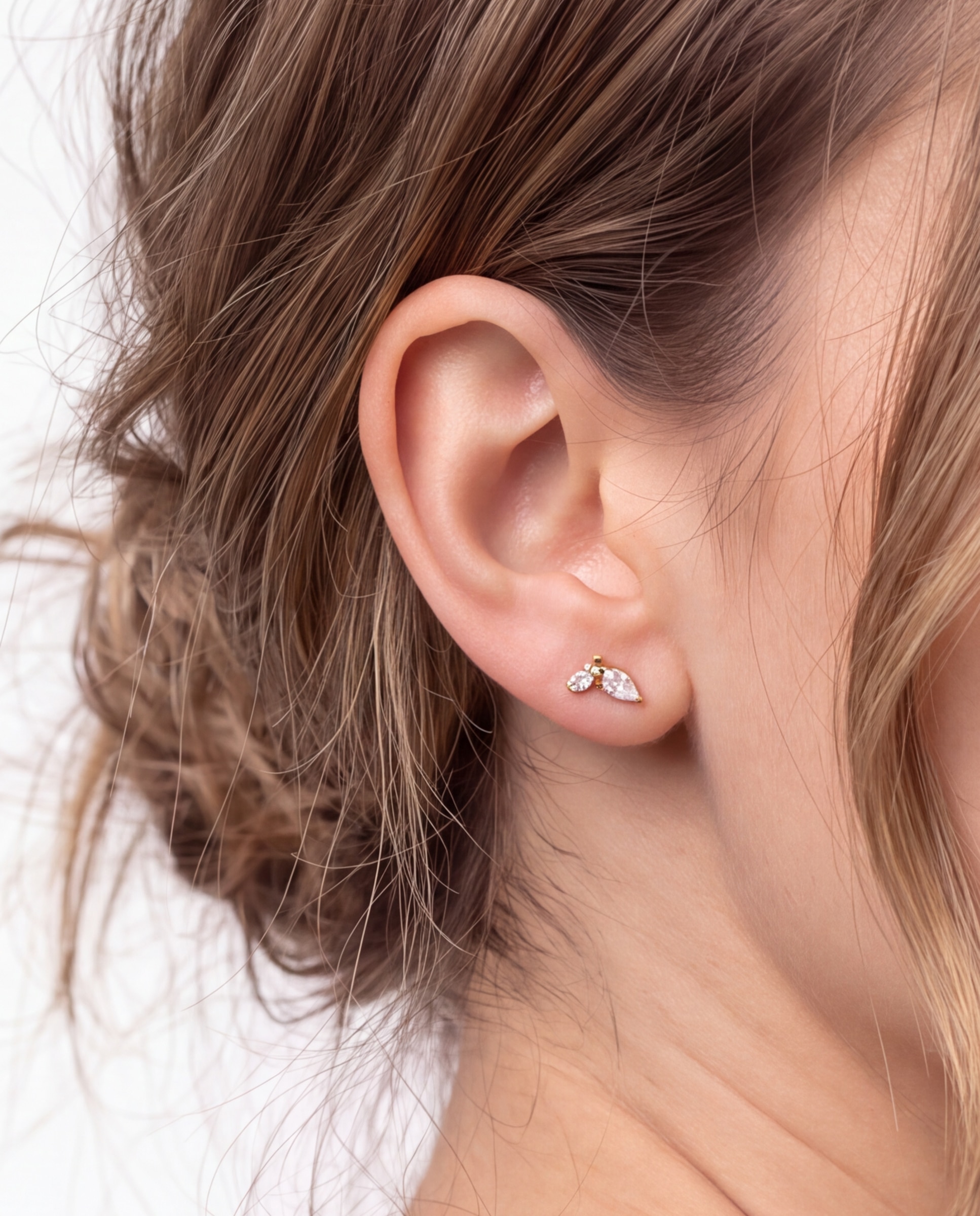 Piercing de titanio con circonita acabado en oro de 18k - Luxenter - Blanco Blanco-4