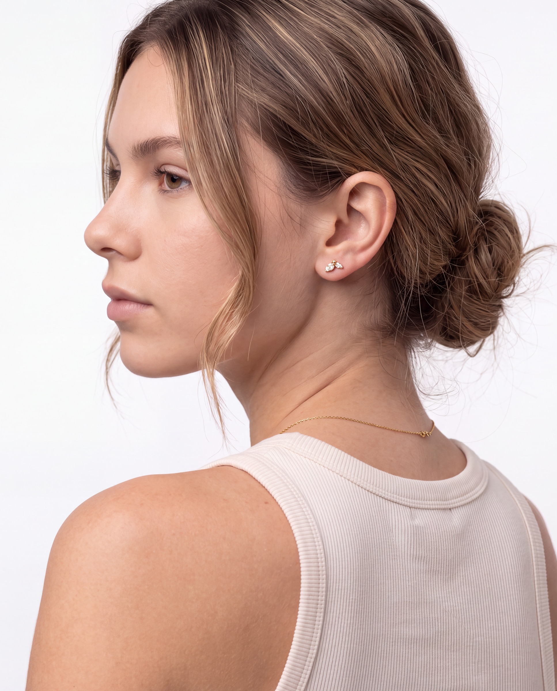 Piercing de titanio con circonita acabado en oro de 18k - Luxenter - Blanco Blanco-5