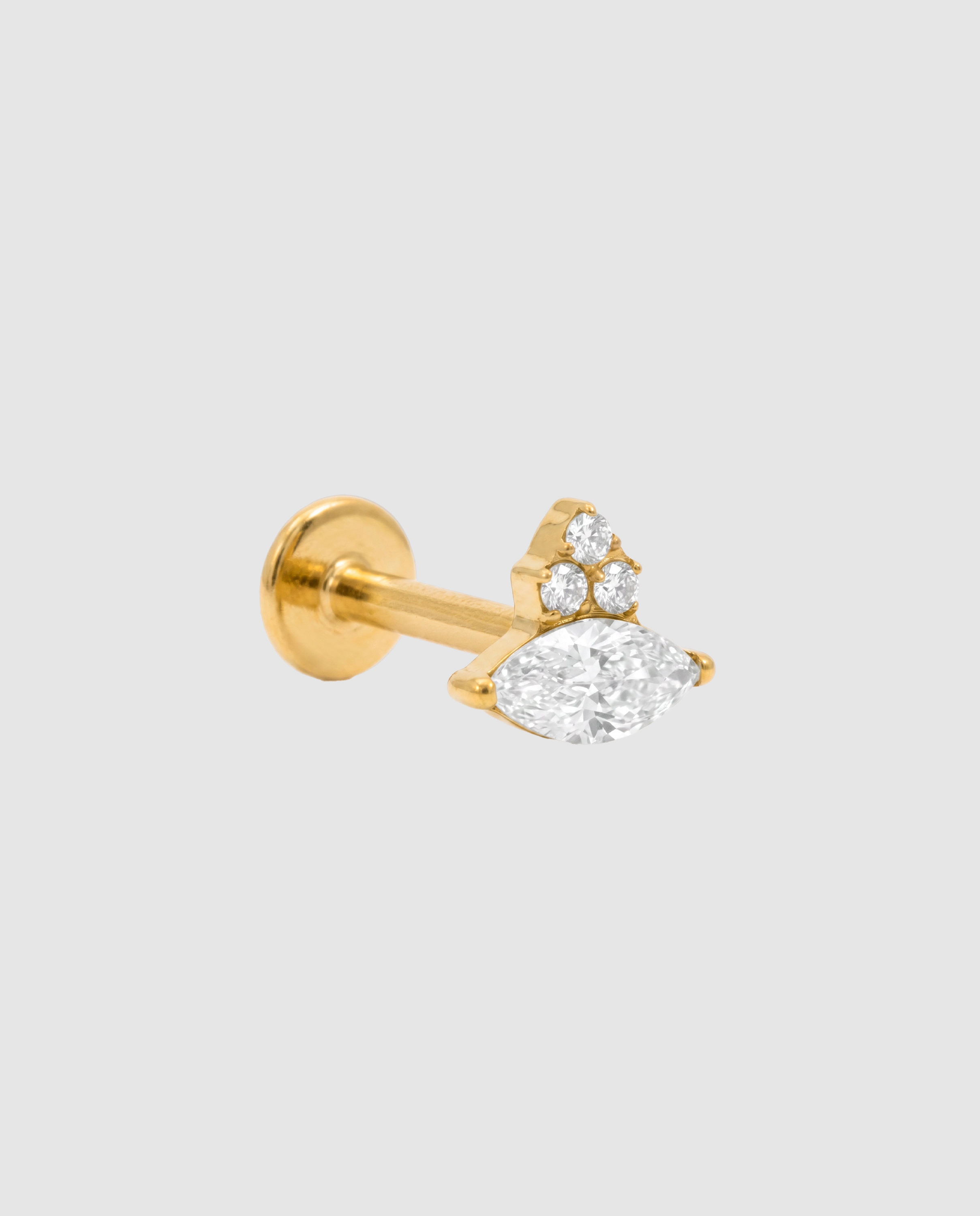 Piercing de titanio con circonita acabado en oro de 18k - Luxenter - Blanco Blanco-1