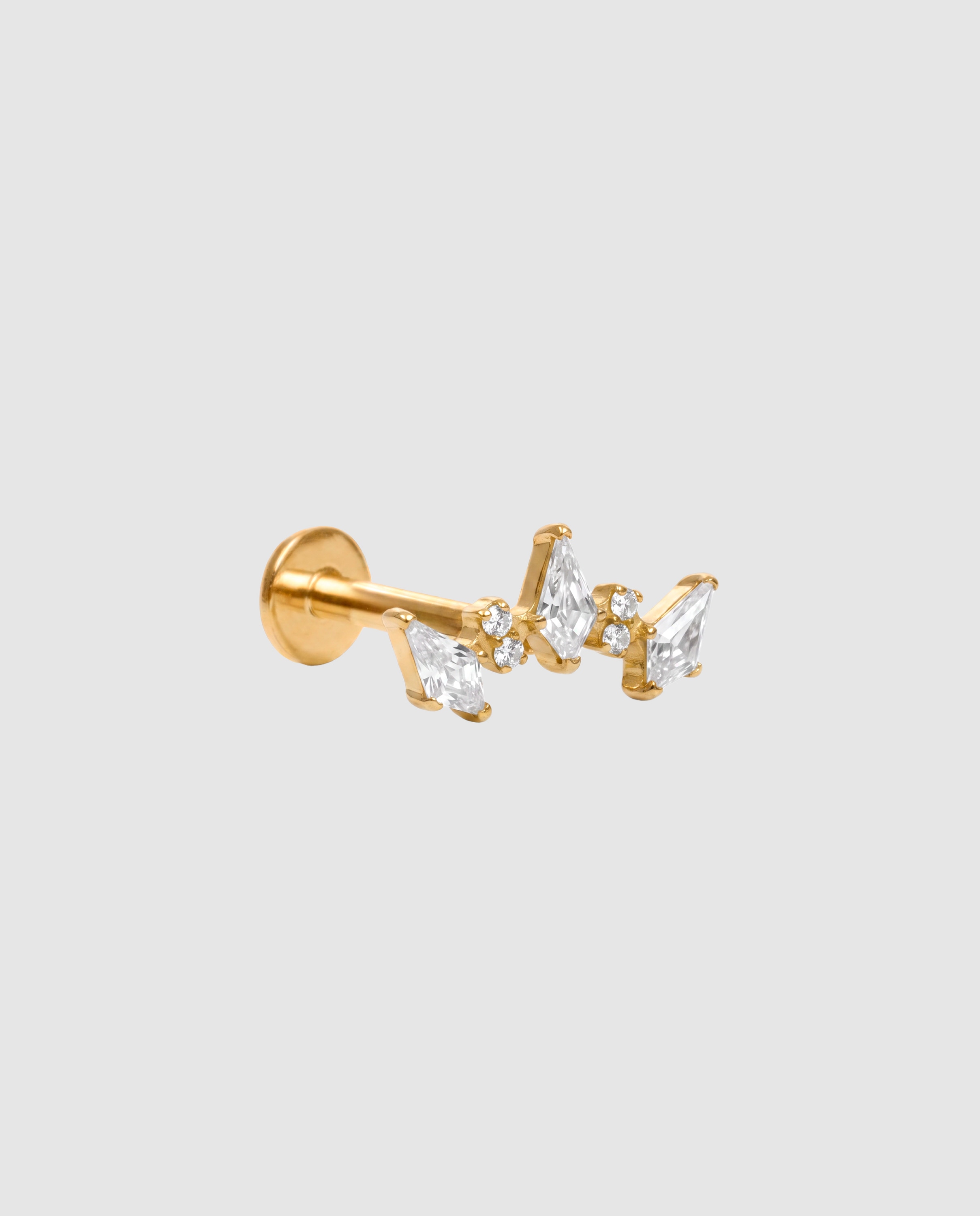 Piercing de titanio con circonita acabado en oro de 18k - Luxenter - Blanco Blanco-1
