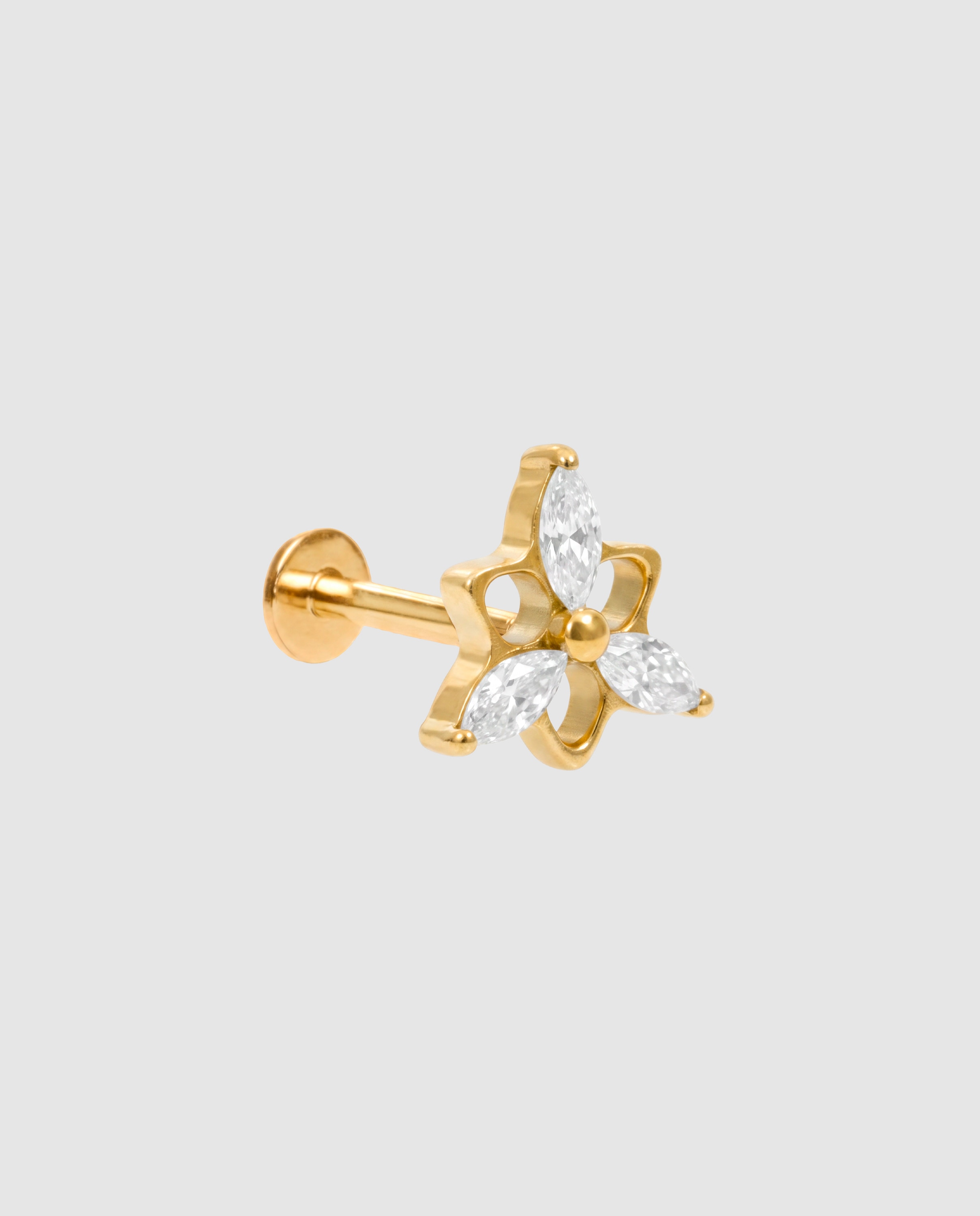 Piercing de titanio con circonita acabado en oro de 18k - Luxenter - Blanco Blanco-1
