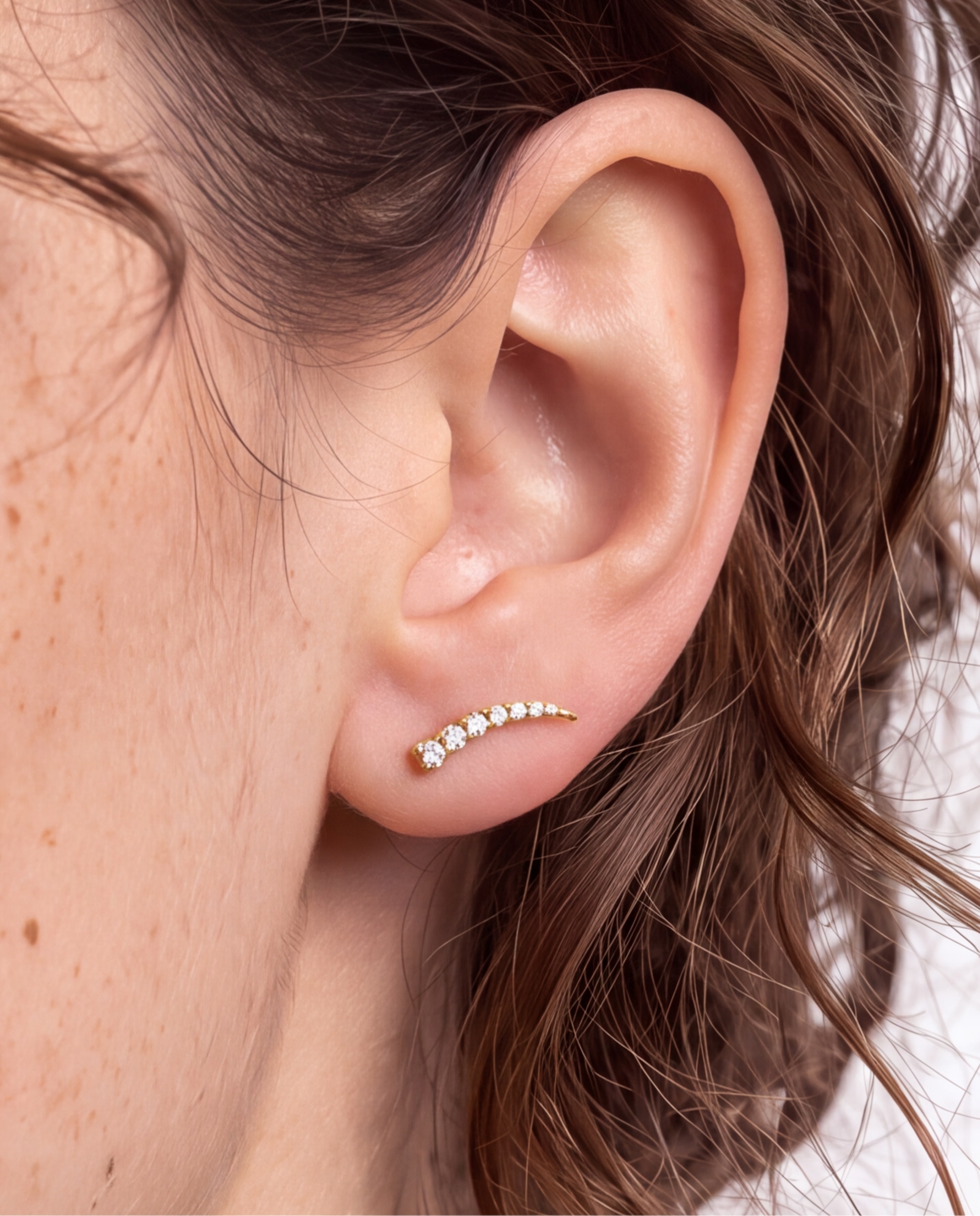 Piercing de titanio con circonita acabado en oro de 18k - Luxenter - Blanco Blanco-4