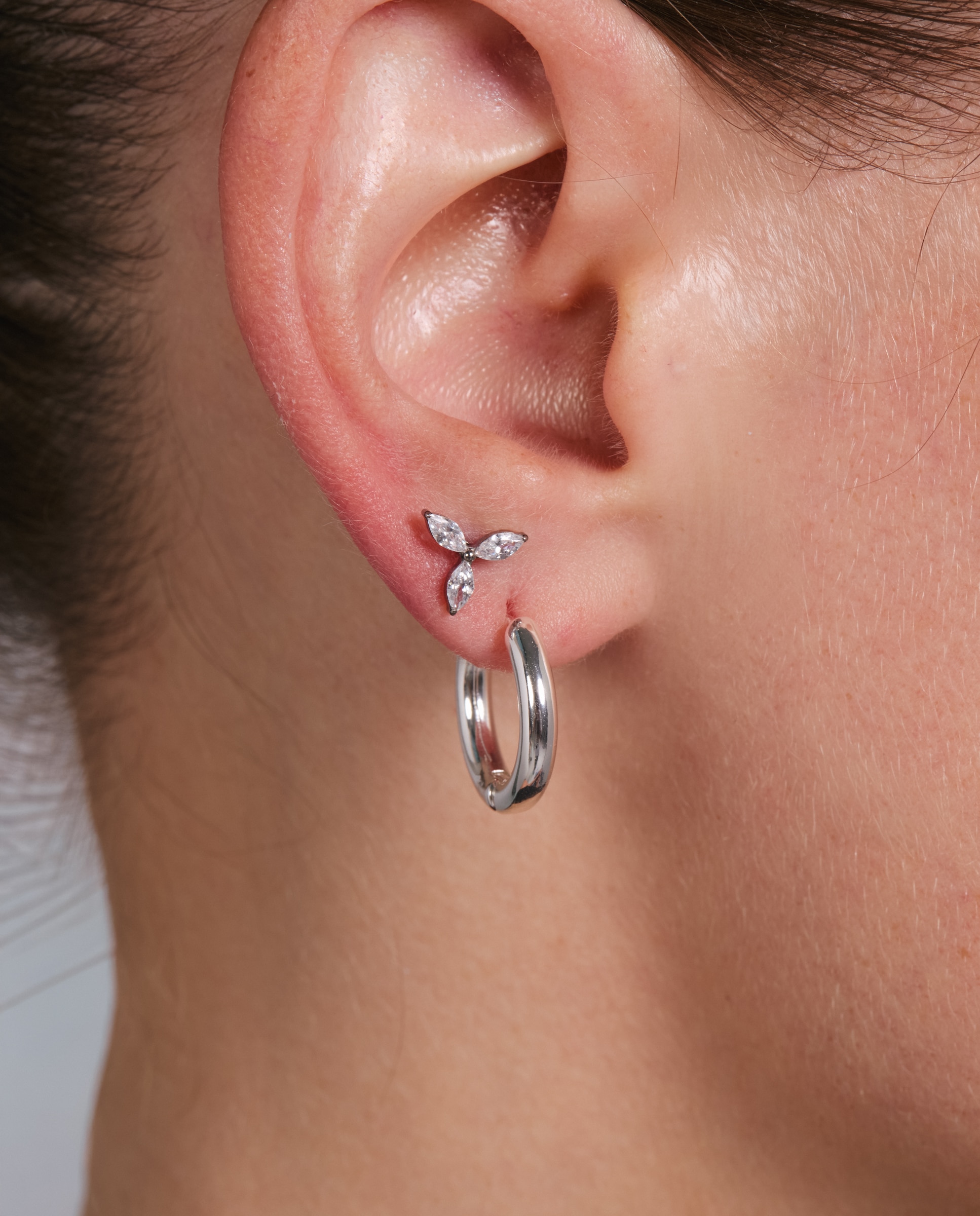 Piercing de titanio con circonita acabado en rodio - Luxenter - Blanco Blanco-4