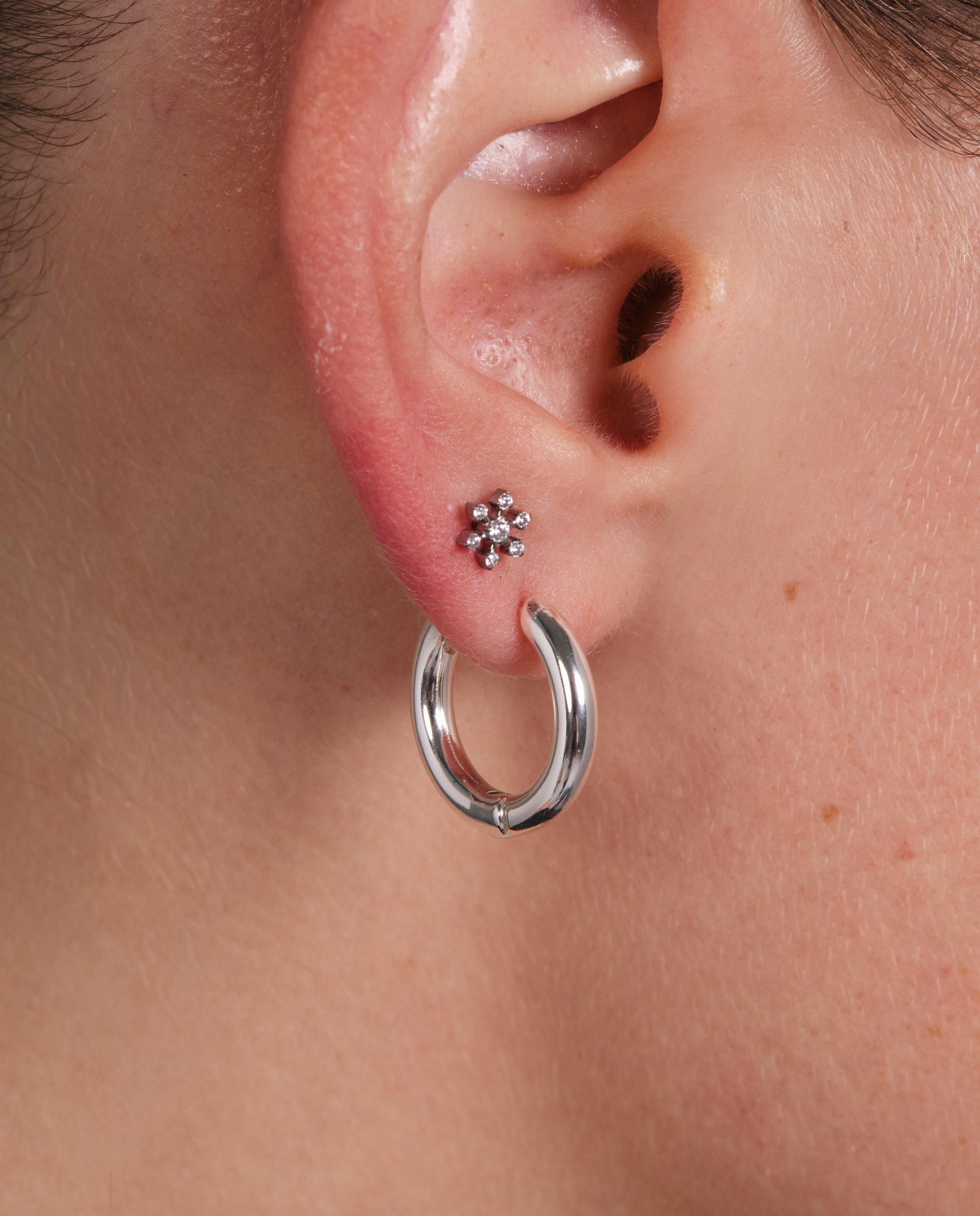 Piercing de titanio con circonita acabado en rodio - Luxenter - Blanco Blanco-4