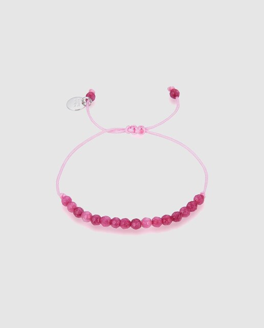 Imagen 0 de Pulsera Personalizable acabada en rodio con jade fucsia