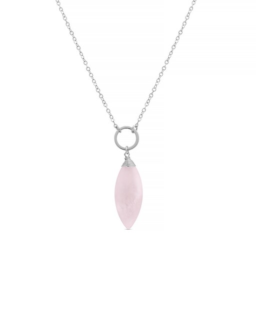 Imagen 0 de Collar África acabado en rodio con  cuarzo rosa