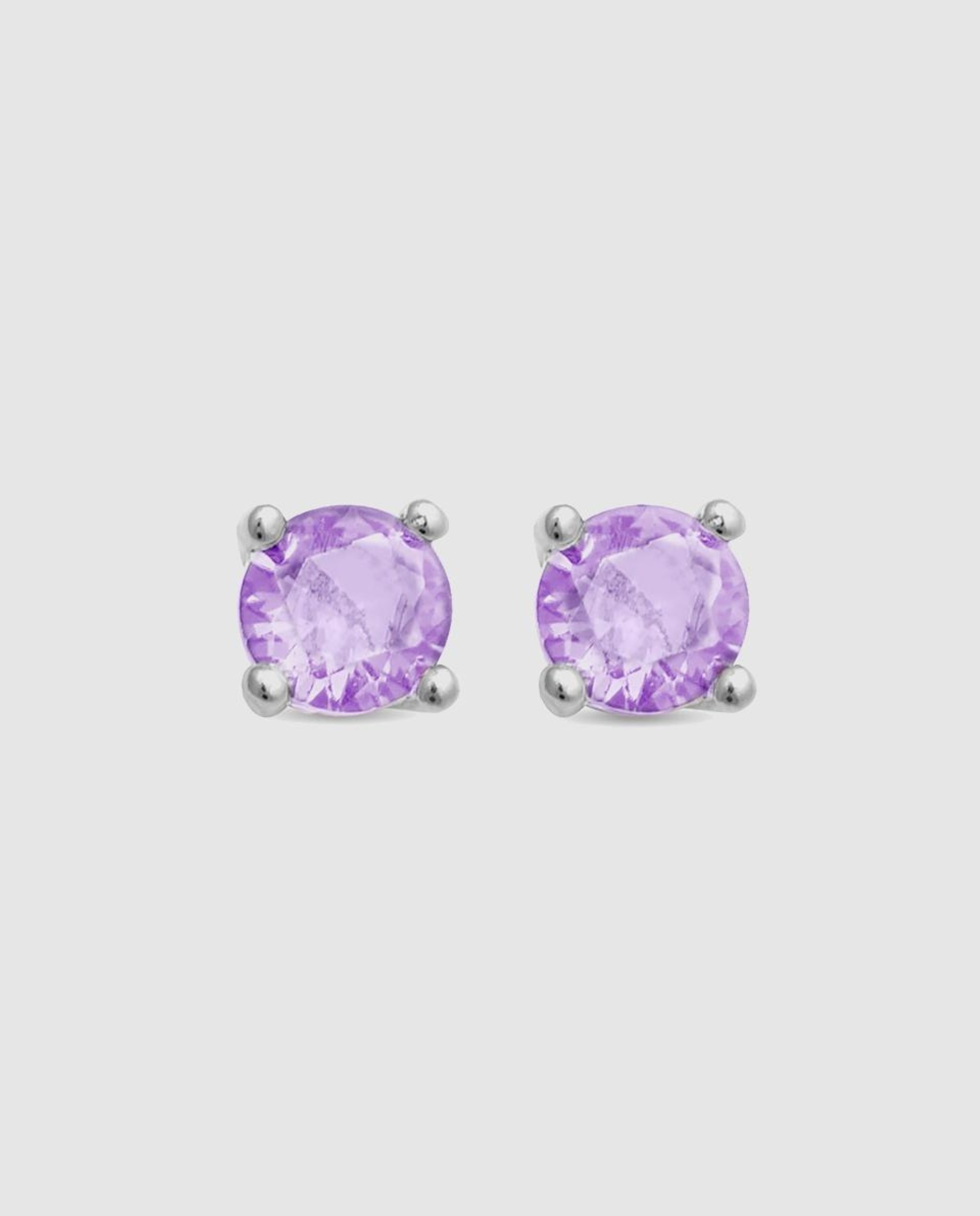 Imagen 1 de Pendientes atelier de plata de ley 925 acabados en oro amarillo de 18 quilates con circonita amatista - Luxenter - Rojo Rojo