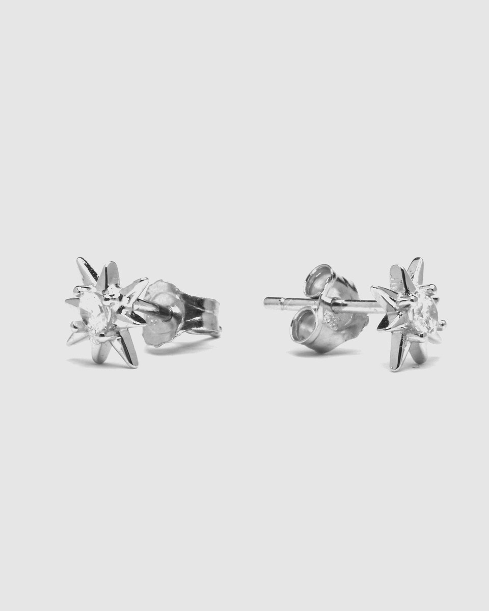 Pendientes Pide Un Deseo acabados en rodio con circonita brillante Blanco-3