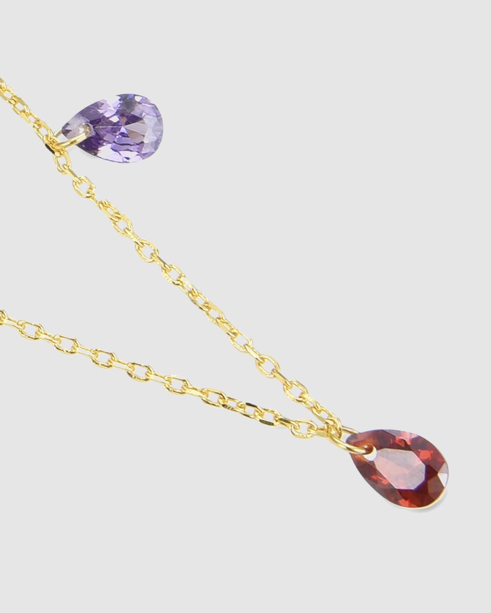 Collar Pide Un Deseo acabado en oro de 18k con circonita multicolor Multicolor-5