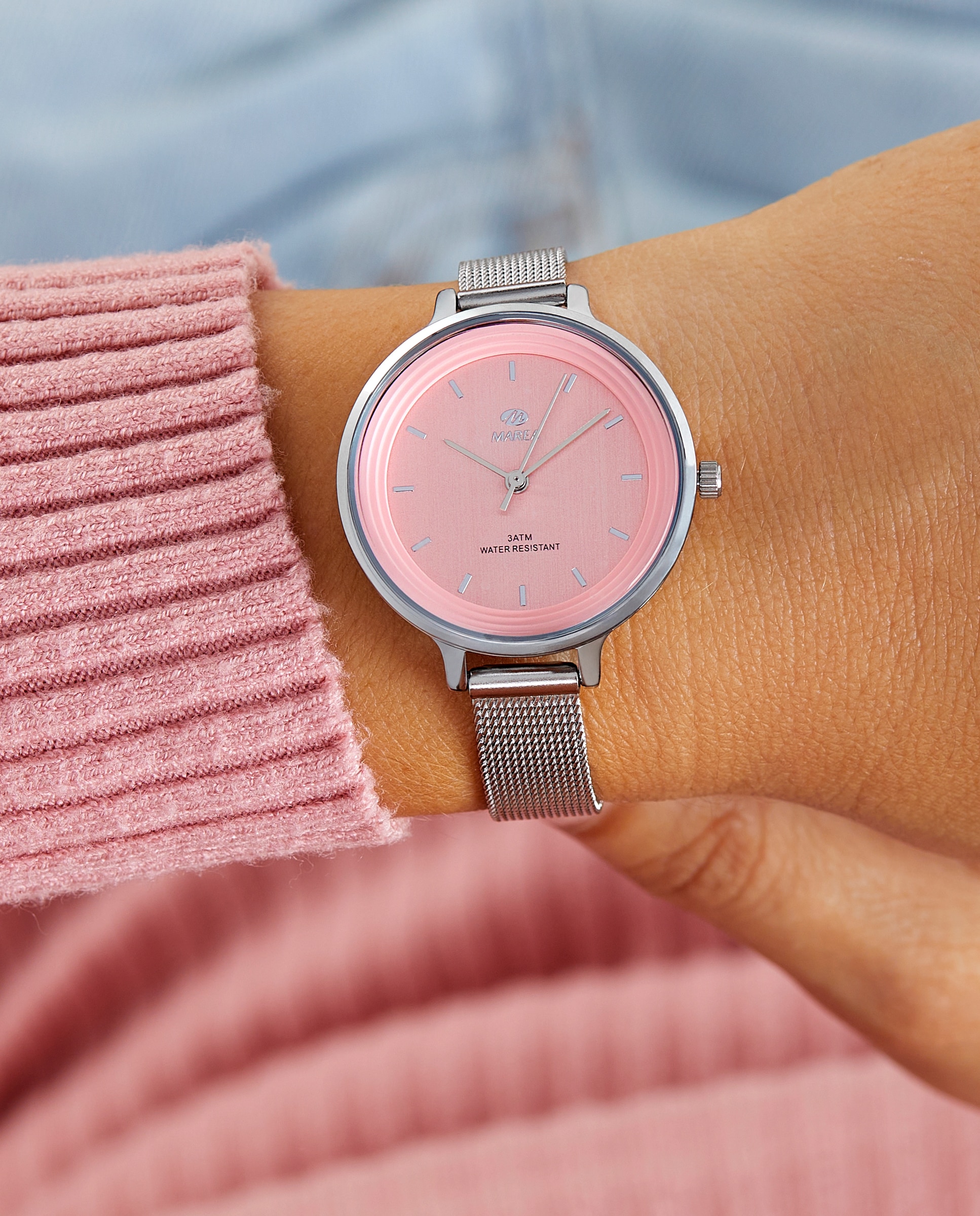 Reloj analógico de mujer b41198 2 de malla milanesa de acero y esfera rosa - Marea - Plateado Plateado-2