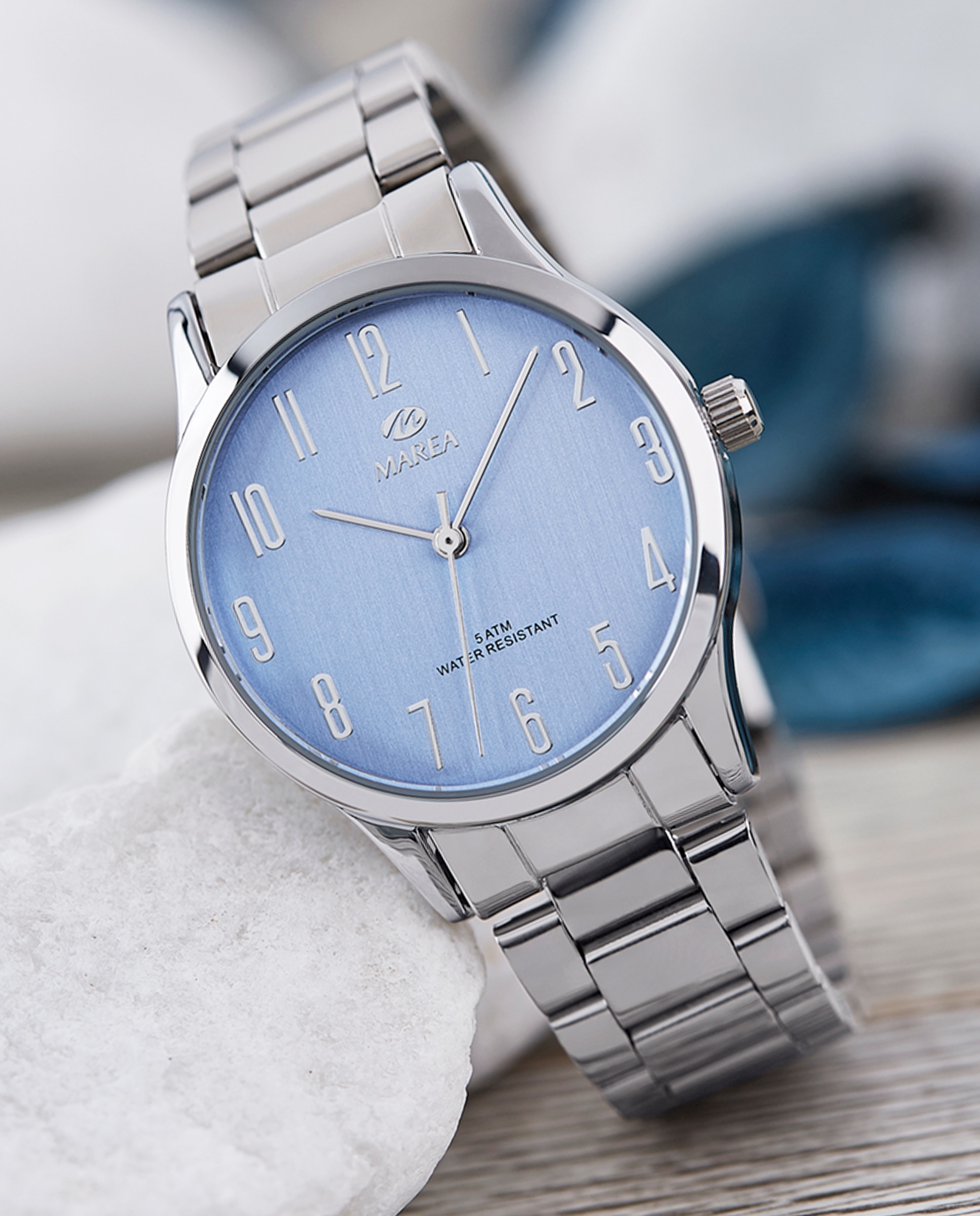 Imagen 3 de Reloj analógico de mujer b41242 4 correa de acero y esfera azul - Marea - Plateado Plateado