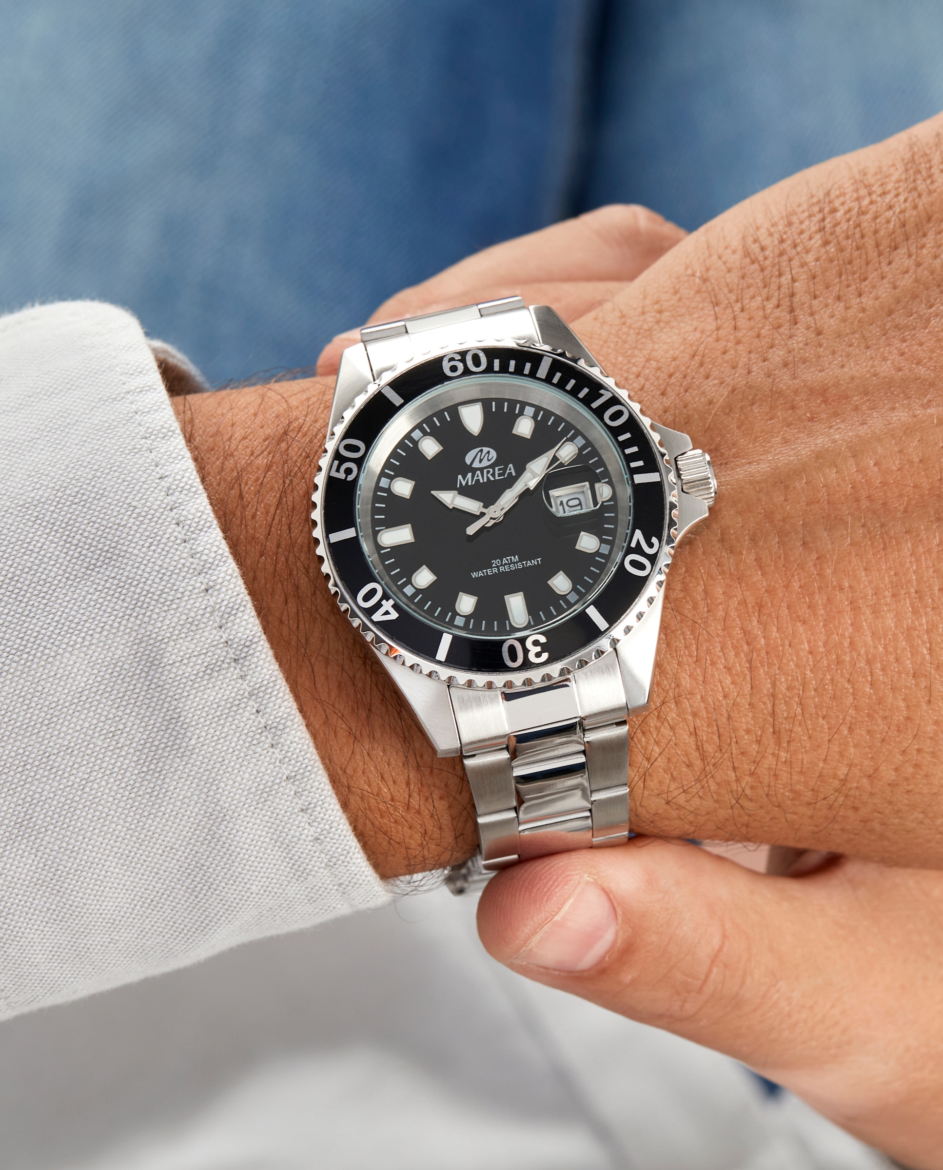 Reloj dehombre b36094/16 con correa de acero y esfera negra - Marea - Plateado Plateado-2