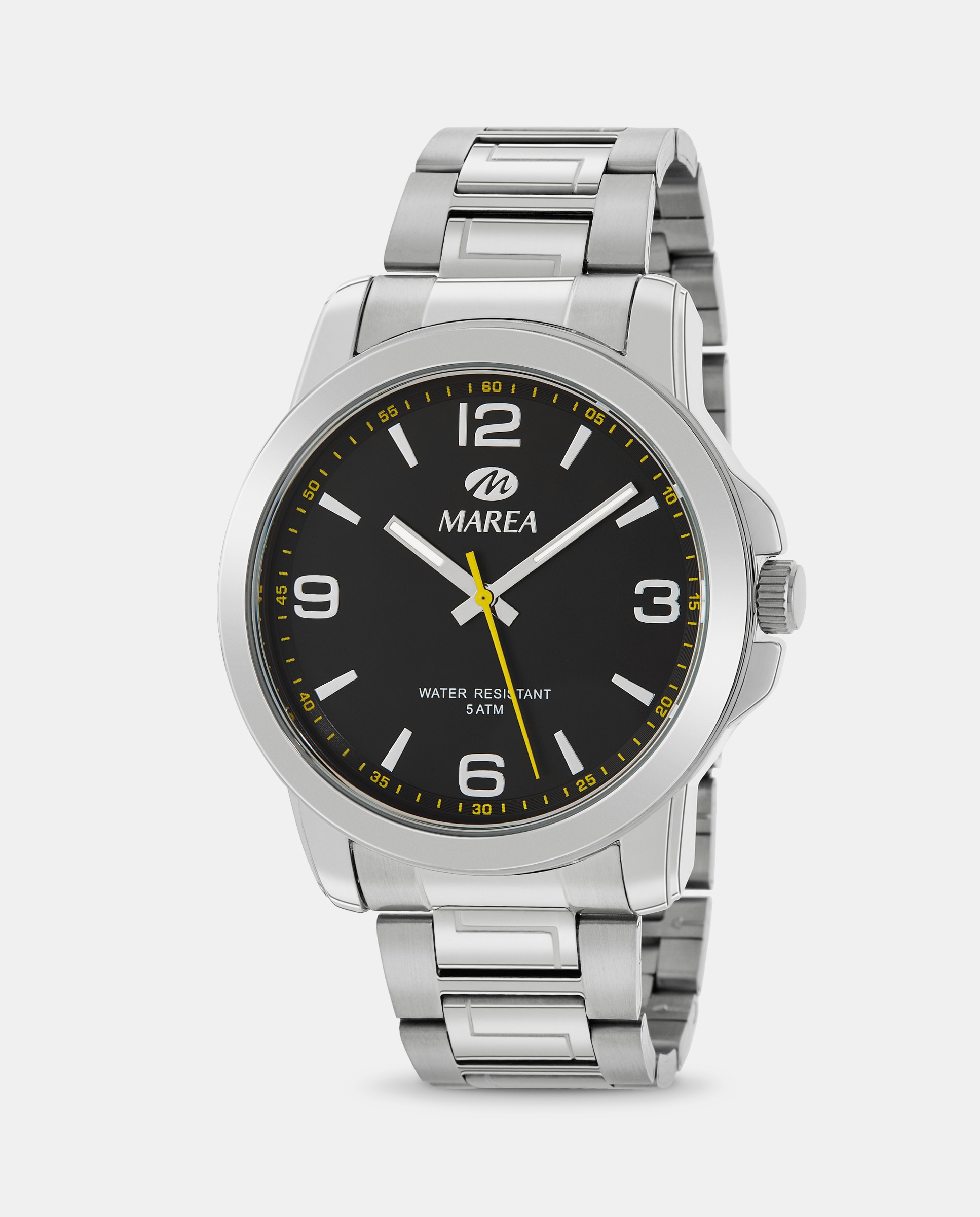 Reloj analógico de hombre b41258 1 correa de acero y esfera negra - Marea - Plateado Plateado-1