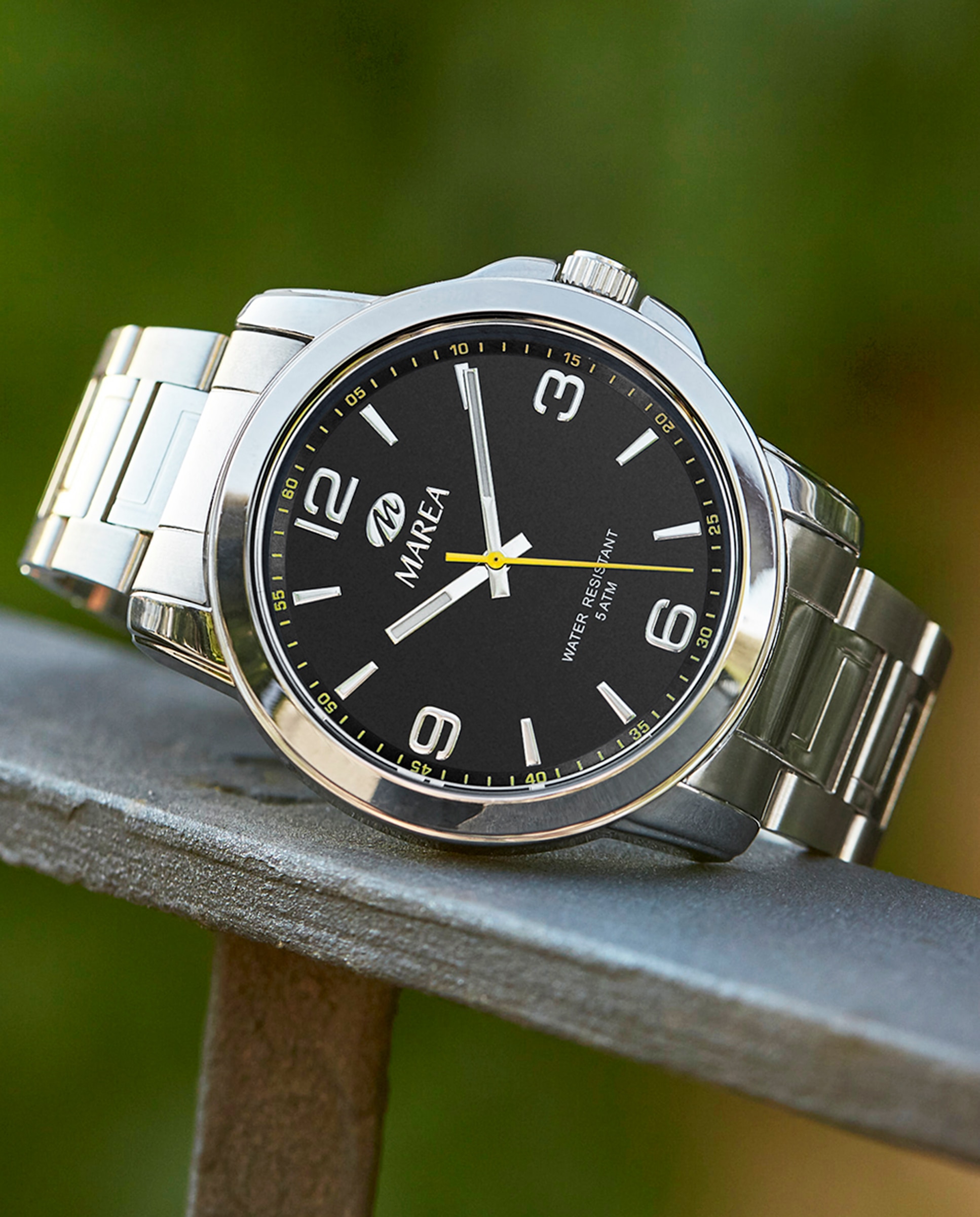 Reloj analógico de hombre b41258 1 correa de acero y esfera negra - Marea - Plateado Plateado-3