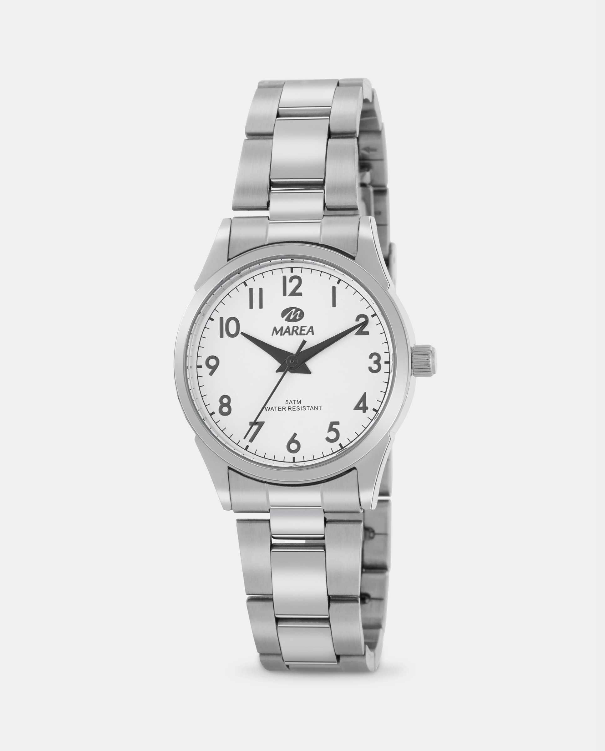 Reloj analógico de mujer b36168 2 correa de acero color plata y esfera blanca detalles en negro - Marea - Plateado Plateado-1