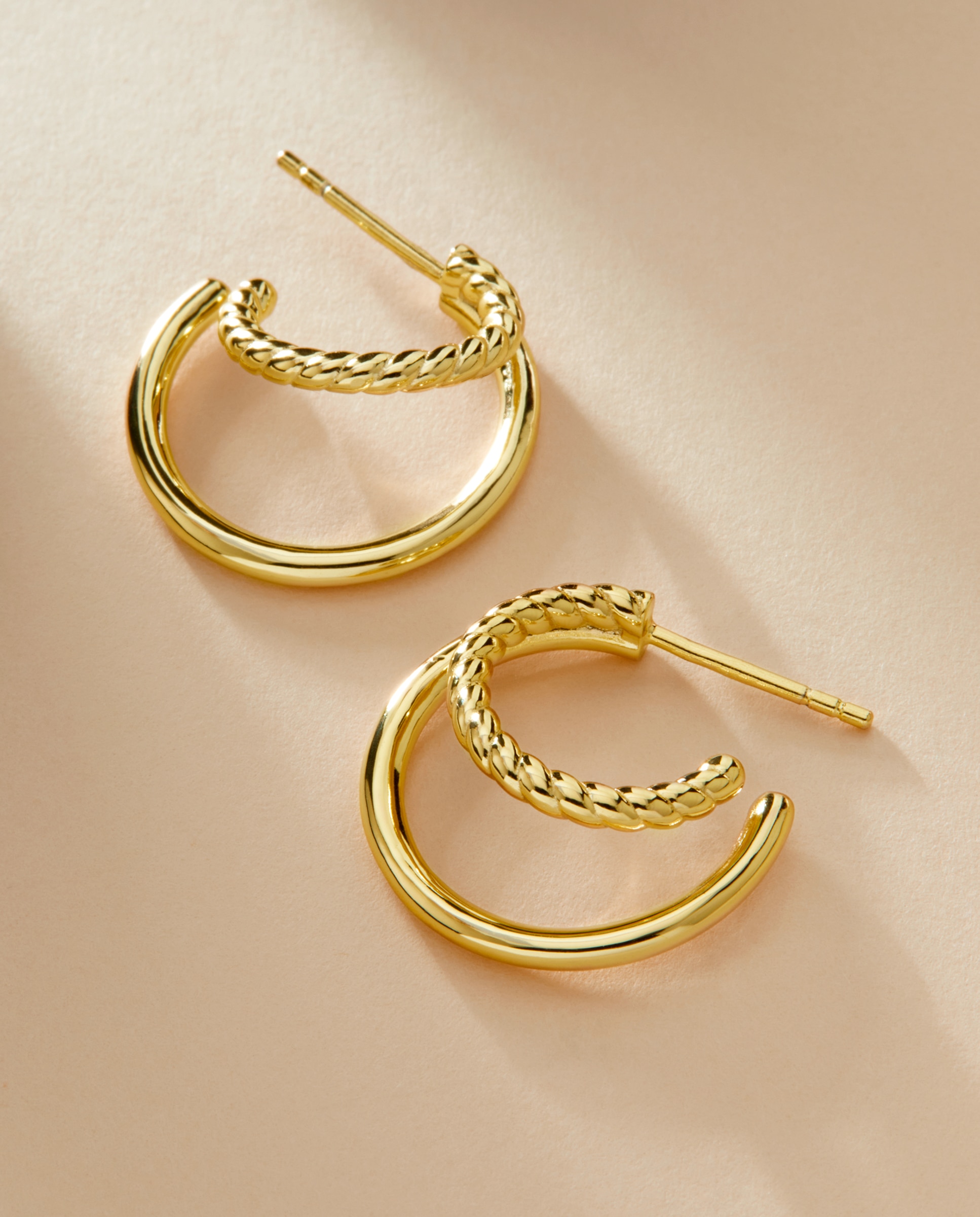 Imagen 3 de Pendientes aro d02101/bt de plata rodiada bañada en oro de 18k - Marea - Dorado Dorado