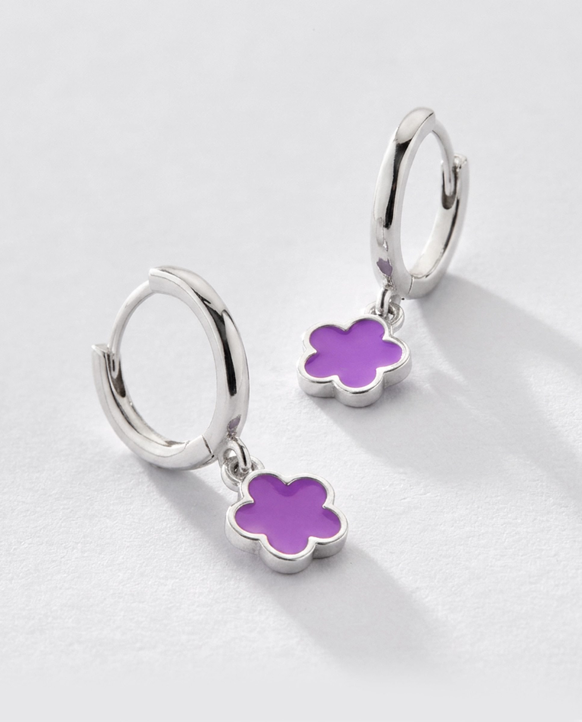 Pendientes de aro de niña d02401/ac de plata rodiada - Marea - Morado Morado-3