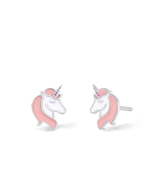 Imagen 0 de Pendientes de niña D02401/AK de plata rodiada Motivo unicornio Esmalte rosa