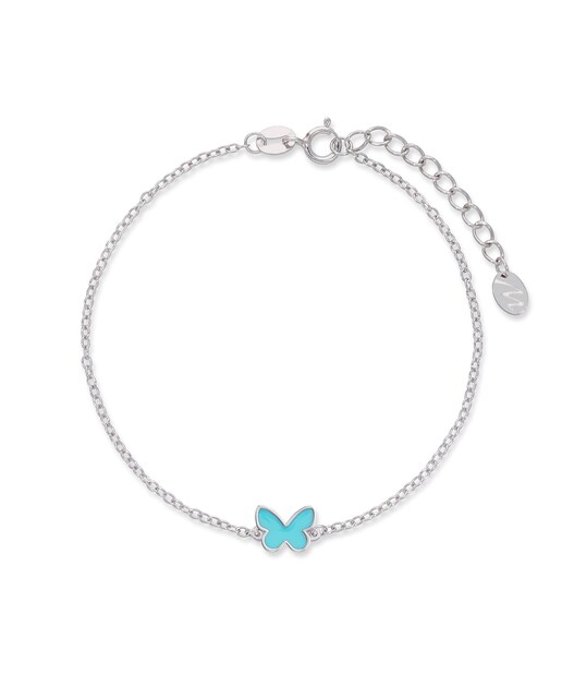 Imagen 0 de Pulsera de niña D02403/AG de plata rodiada con motivo mariposa y esmalte turquesa