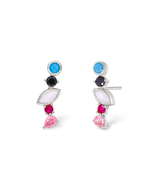 Imagen 0 de Pendientes trepadores D02501/AI de plata rodiada con circonitas multicolor