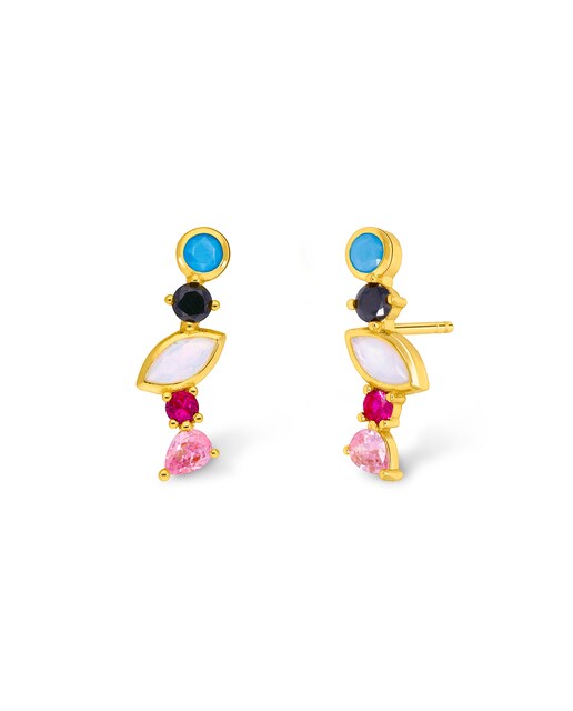 Imagen 0 de Pendientes trepadores D02501/AK de plata rodiada chapado en oro de 18k y circonitas multicolor