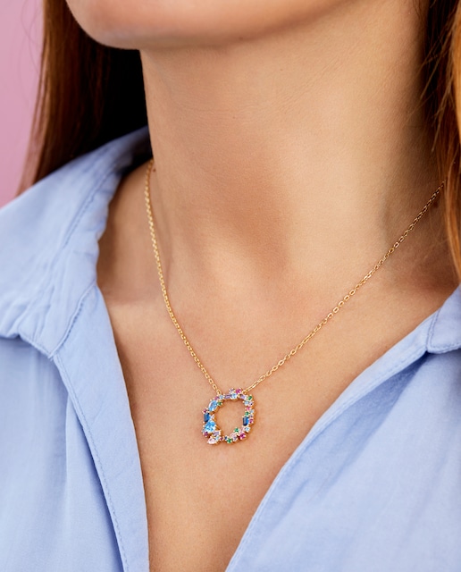 Imagen 0 de Collar D02507/AP de plata rodiada bañado en oro de 18k con circonitas multicolor