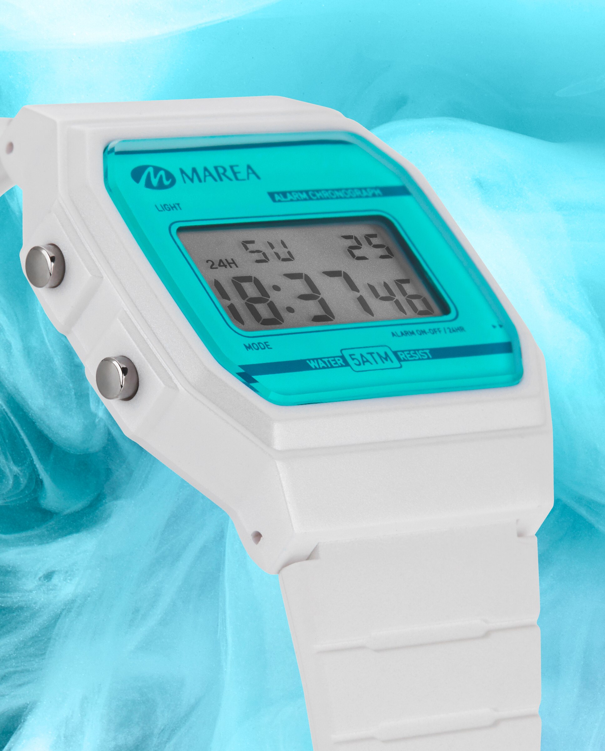 Reloj digital de mujer b35350 2 correa de plástico blanca y esfera turquesa - Marea - Blanco / Turquesa Blanco / Turquesa-3