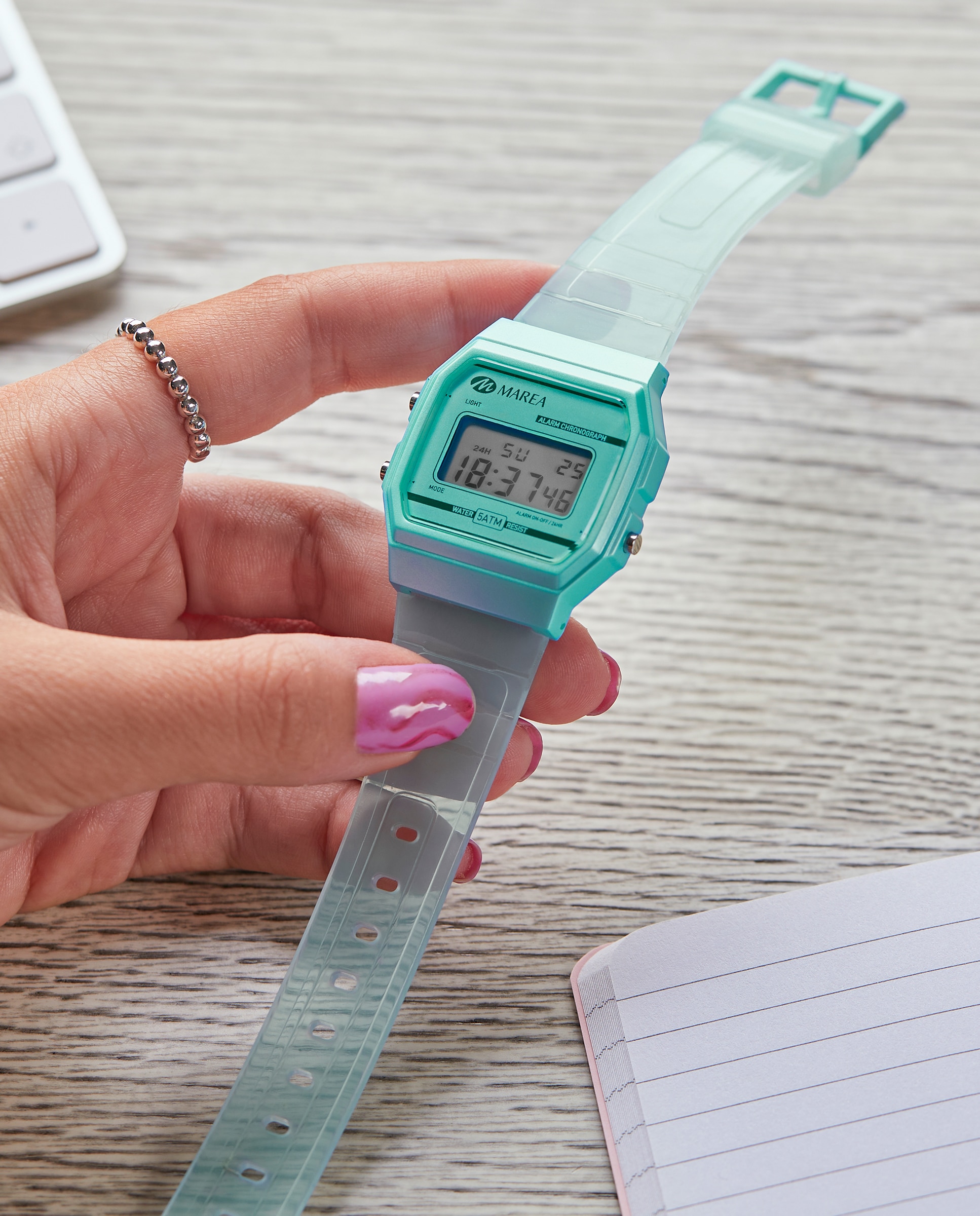 Reloj digital de mujer b35350 3 correa de plástico turquesa claro transparente y esfera - Marea - Turquesa Turquesa-2