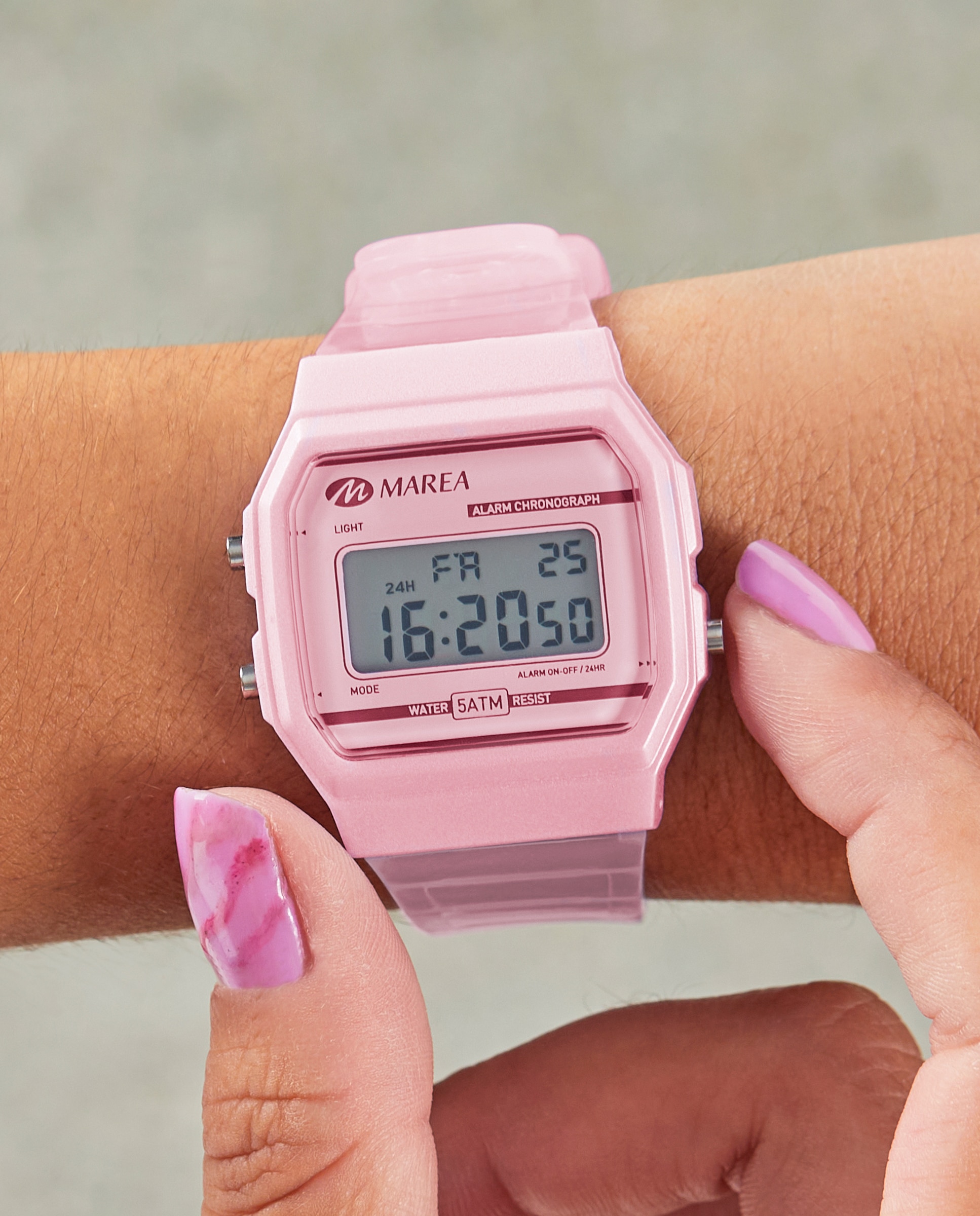 Reloj digital de mujer b35350 4 correa de plástico rosa claro transparente y esfera rosa - Marea - Rosa claro Rosa claro-2