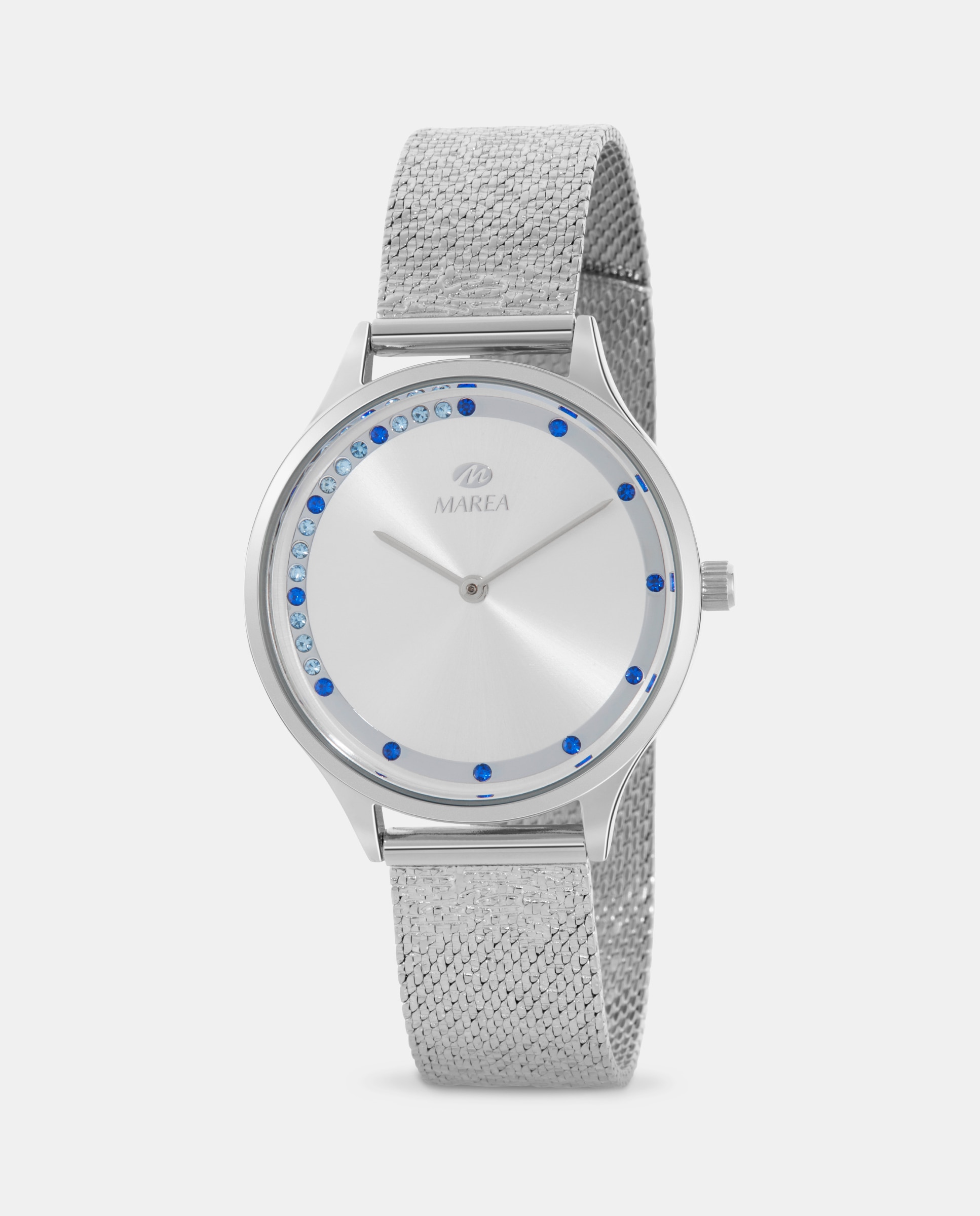 Reloj analógico de mujer b41334 1 correa de acero color plata y esfera plateada con piedras azules - Marea - Plateado Plateado-1