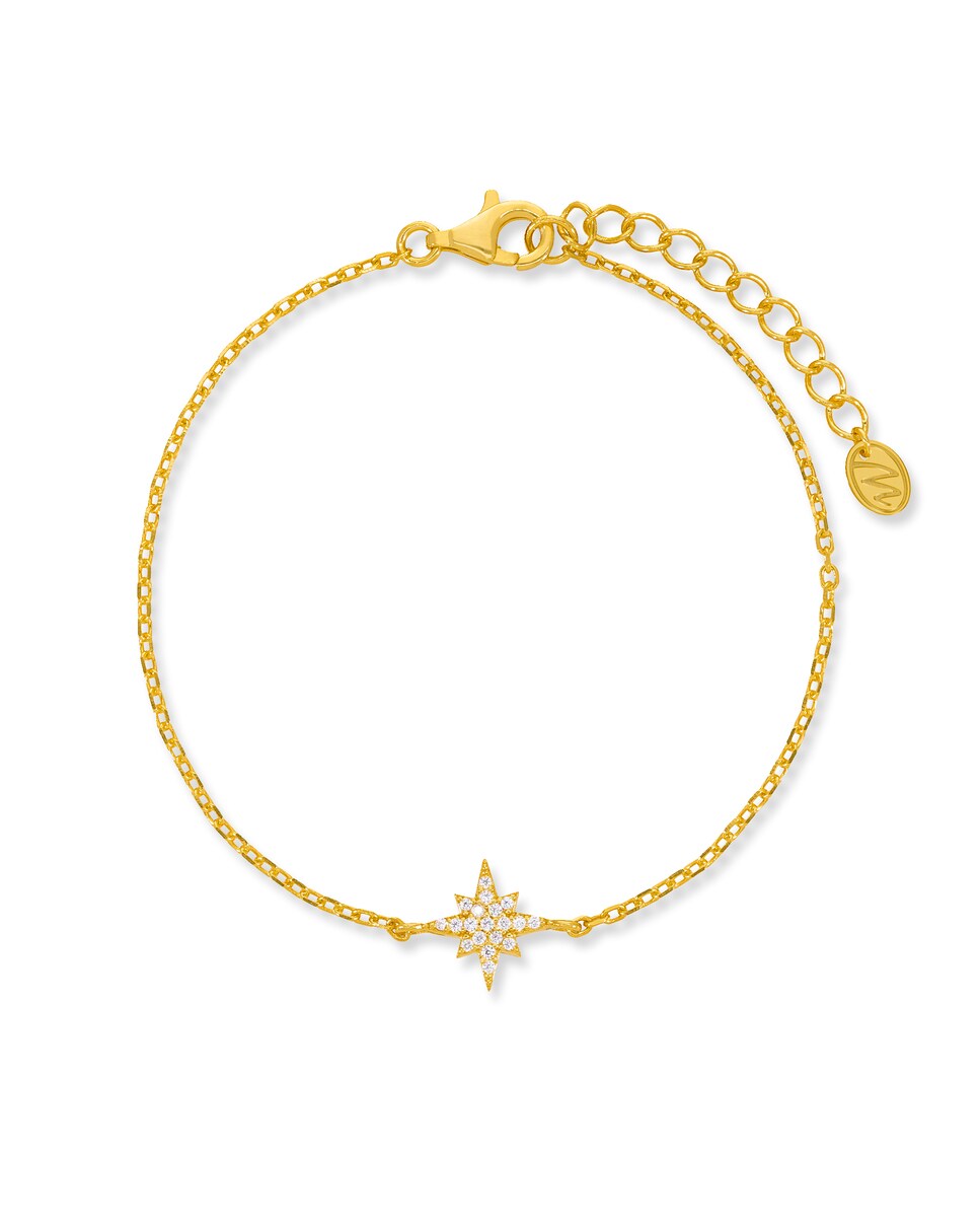 Pulsera estrella polar D02803/AB de plata rodiada chapado en oro de 18k y circonita blanca Oro-1