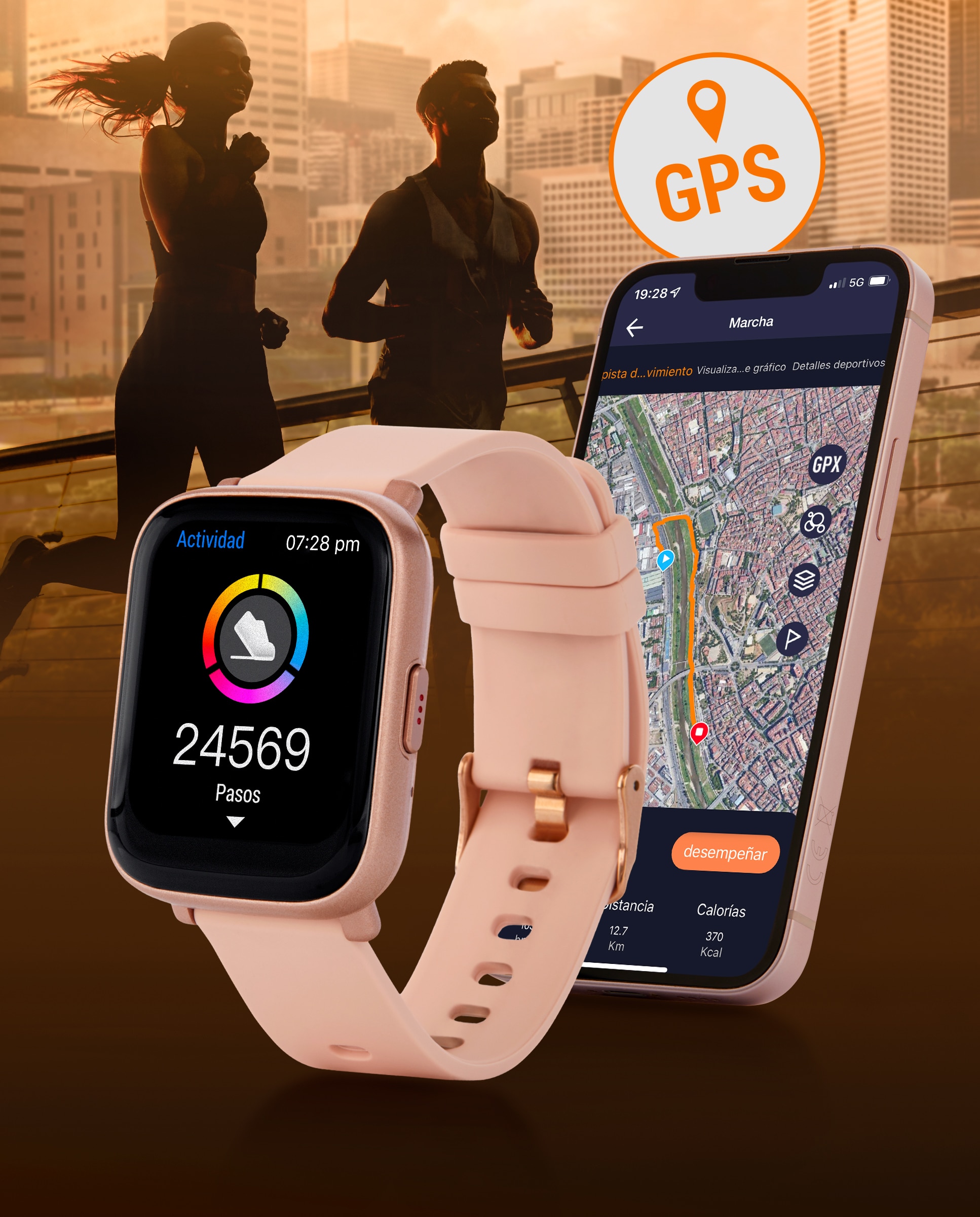 Smartwatch b63001/3 con correa de silicona rosa - Marea - Rosa pastel Rosa pastel-3