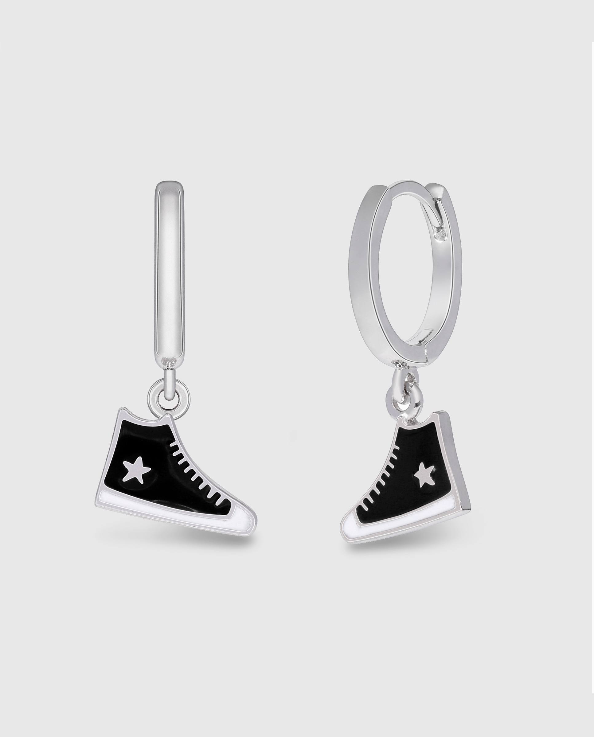 Pendientes de aro de niña d03001/az de plata rodiada - Marea - Negro / Plata Negro / Plata-1