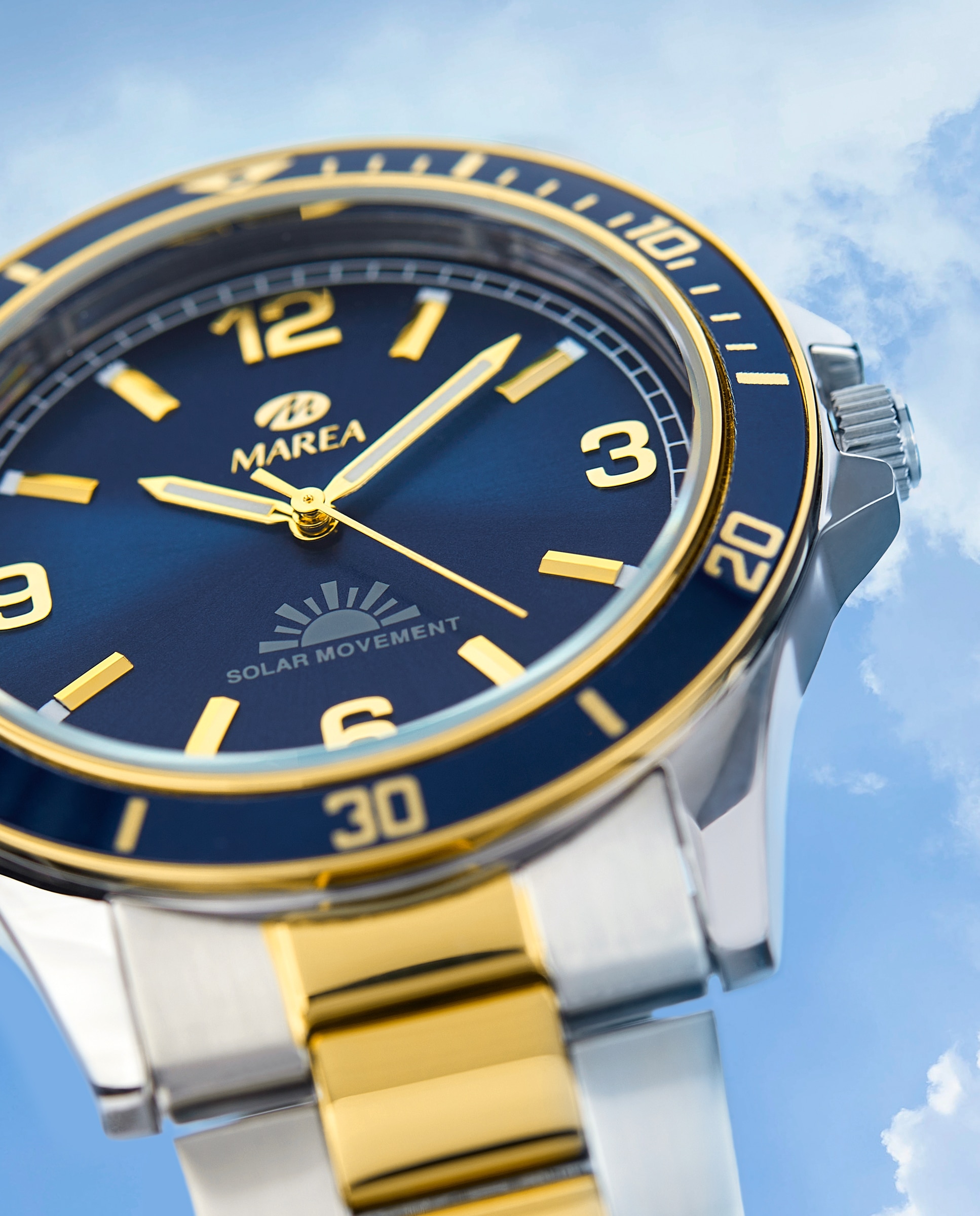 Reloj de hombre b41349/4 con correa de acero bicolor y esfera azul marino - Marea - Dorado Dorado-3