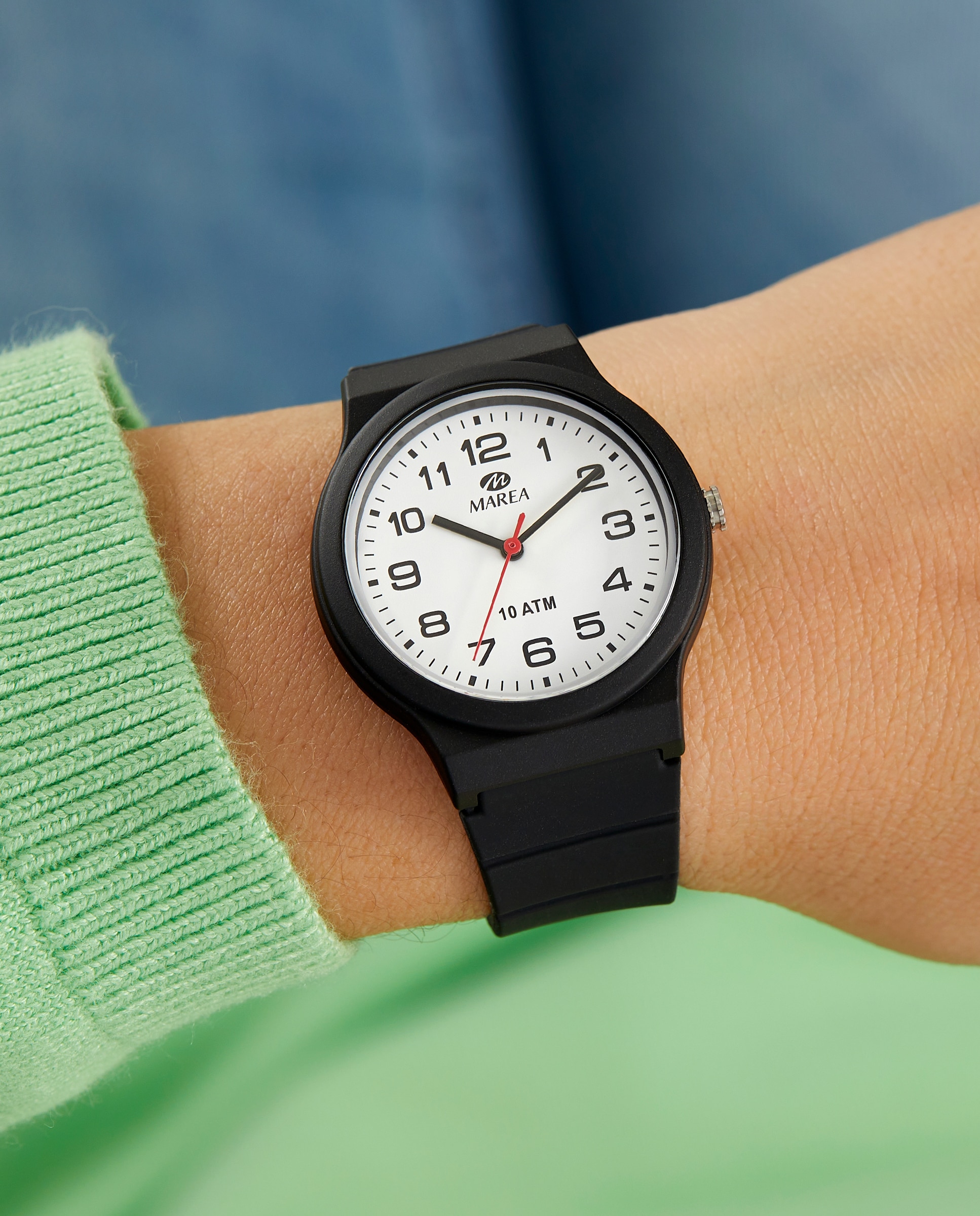 Reloj analógico de mujer b25177 1 correa de silicona negra y esfera blanca con segundero color rojo - Marea - Negro / Blanco Negro / Blanco-2