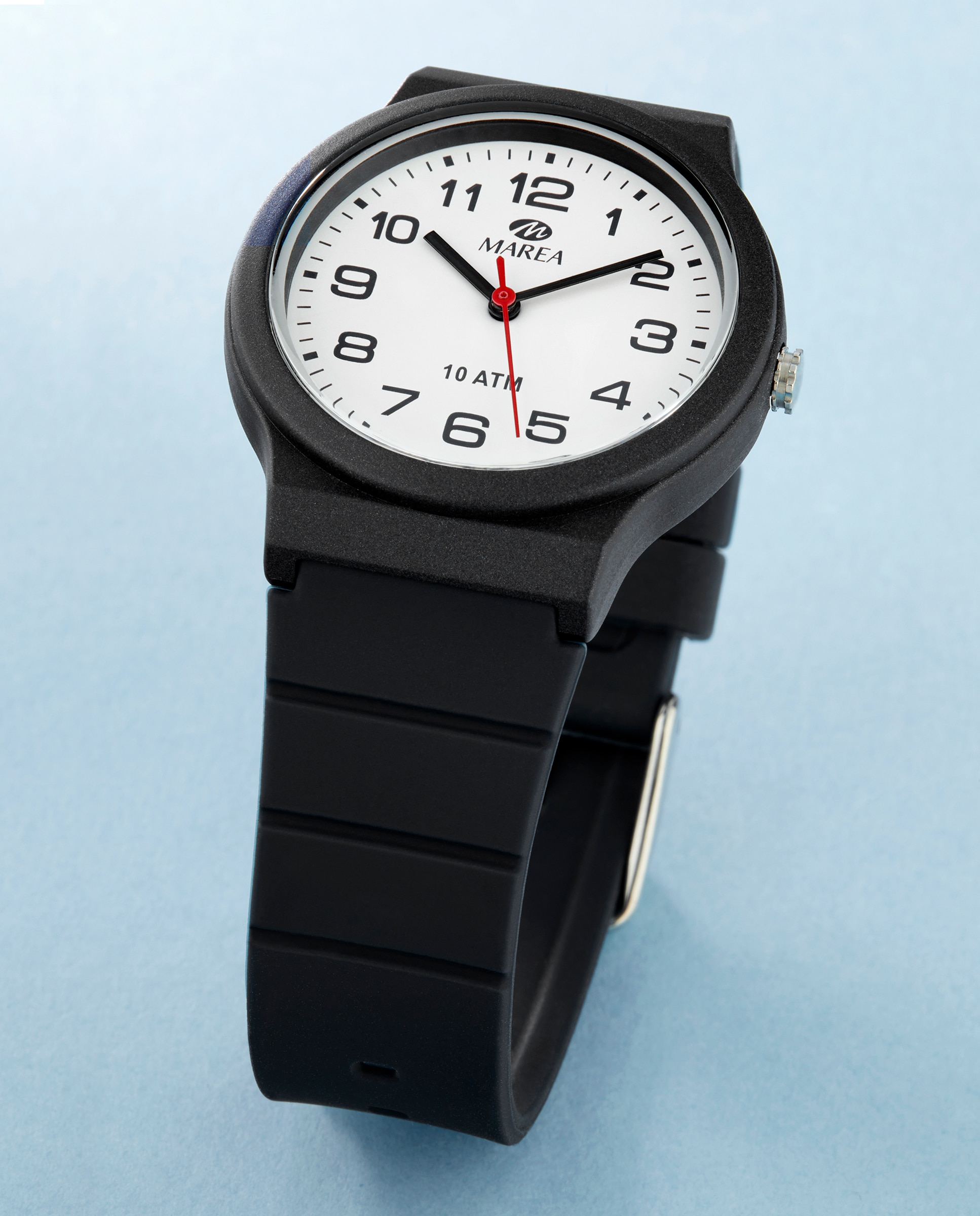 Reloj analógico de mujer b25177 1 correa de silicona negra y esfera blanca con segundero color rojo - Marea - Negro / Blanco Negro / Blanco-3