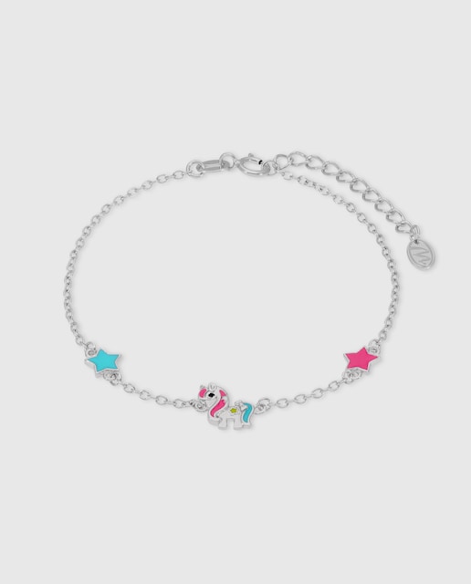 Imagen 0 de Pulsera de niña D03003/AT de plata rodiada motivo unicornio esmalte fucsia y azul