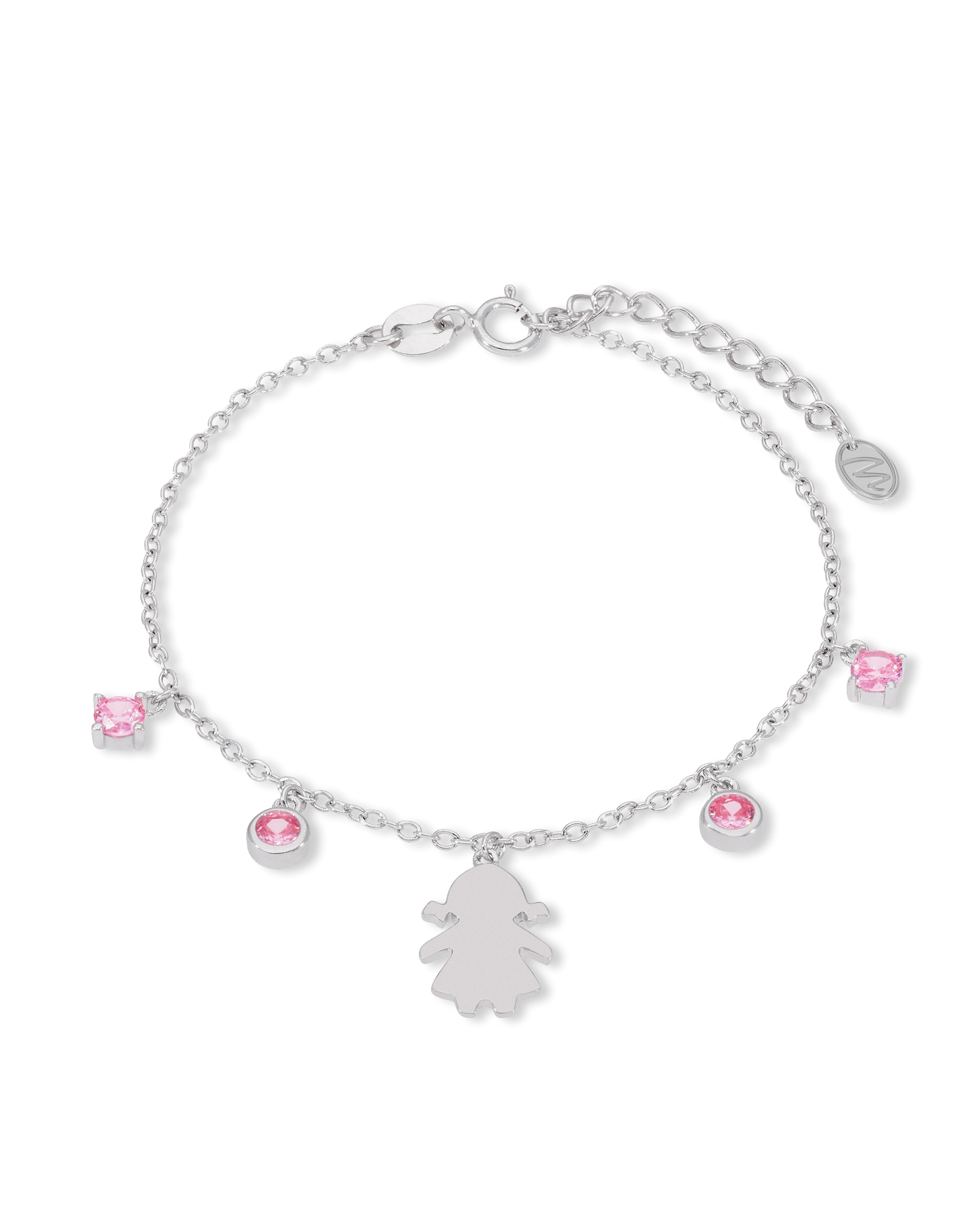 Imagen 1 de Pulsera de niña de cadena con circonitas de plata de 1ª - Marea - Rosa Rosa