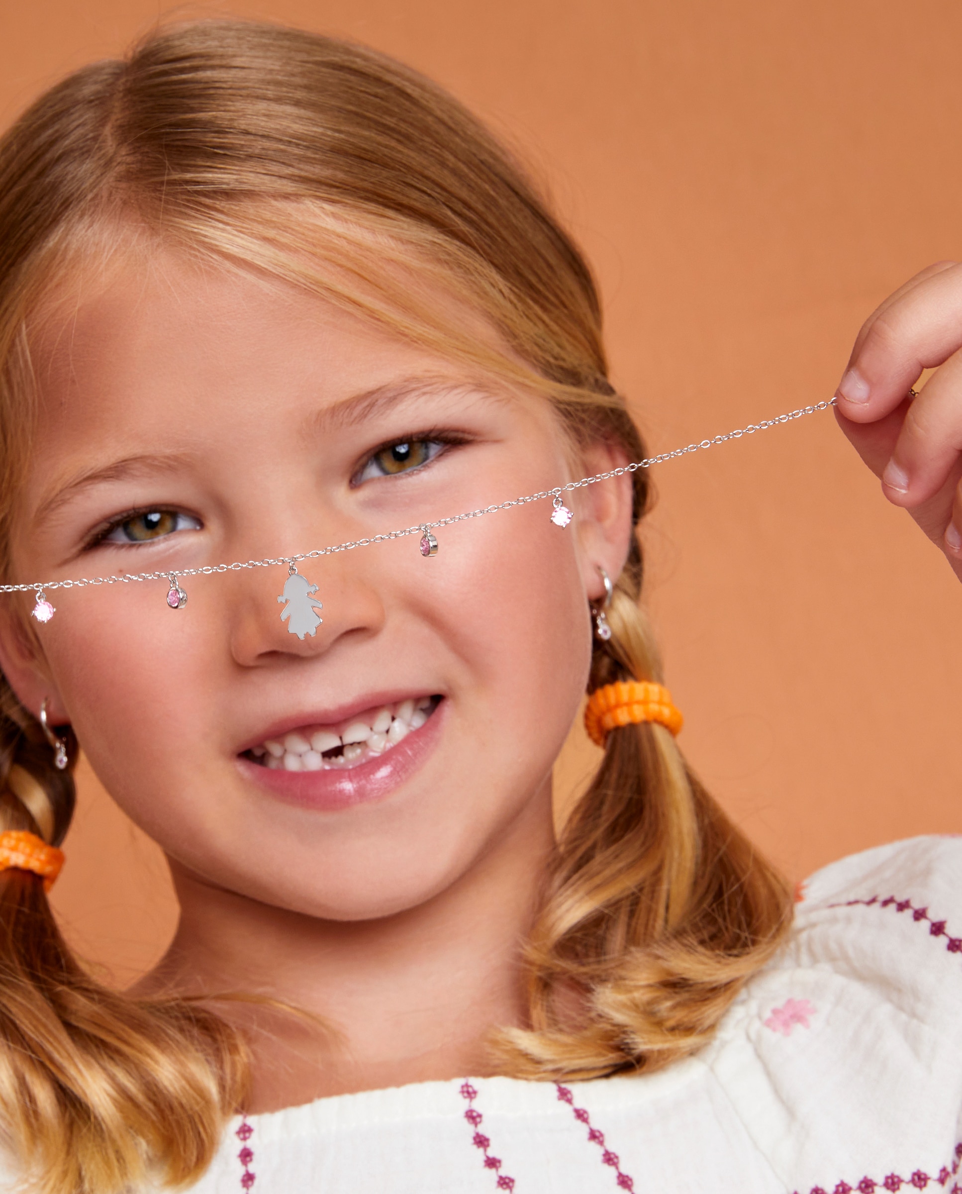 Imagen 2 de Pulsera de niña de cadena con circonitas de plata de 1ª - Marea - Rosa Rosa