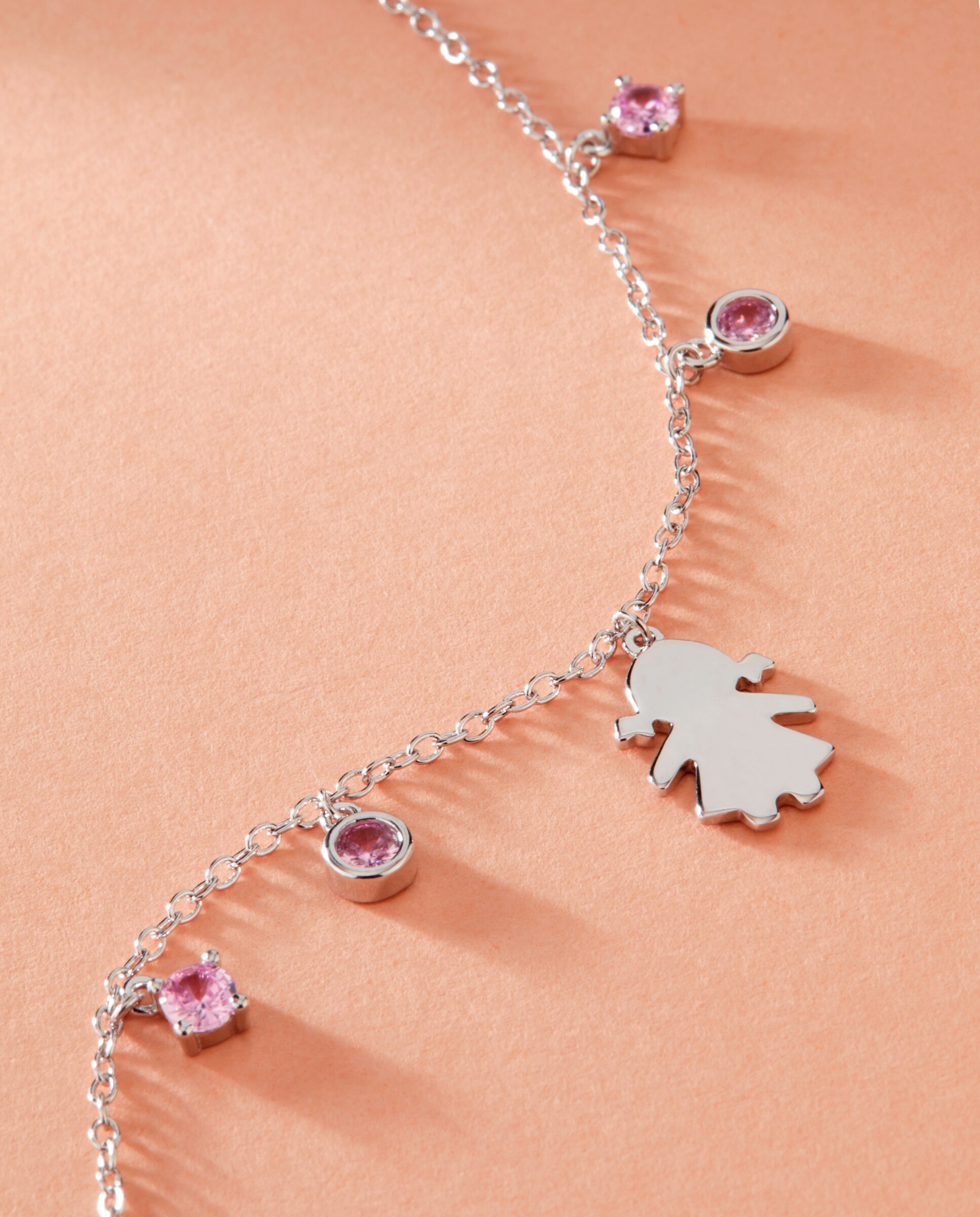 Imagen 3 de Pulsera de niña de cadena con circonitas de plata de 1ª - Marea - Rosa Rosa