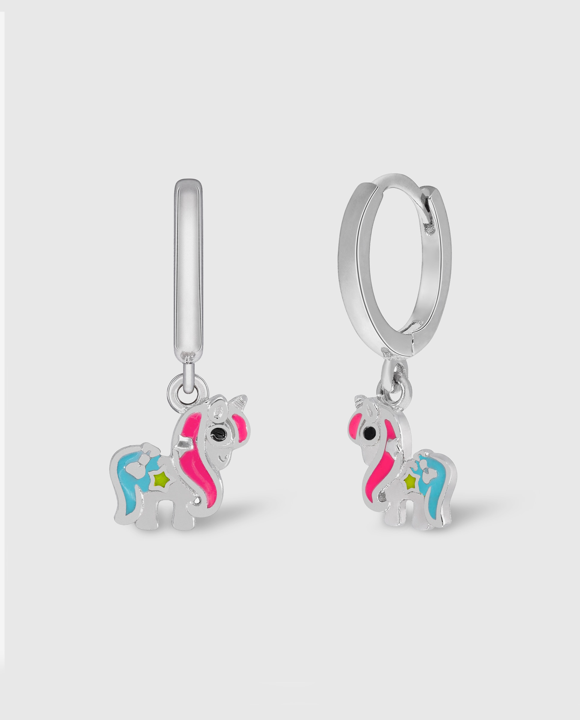 Imagen 0 de Pendientes de aro de niña d03001/br de plata rodiada Multicolor