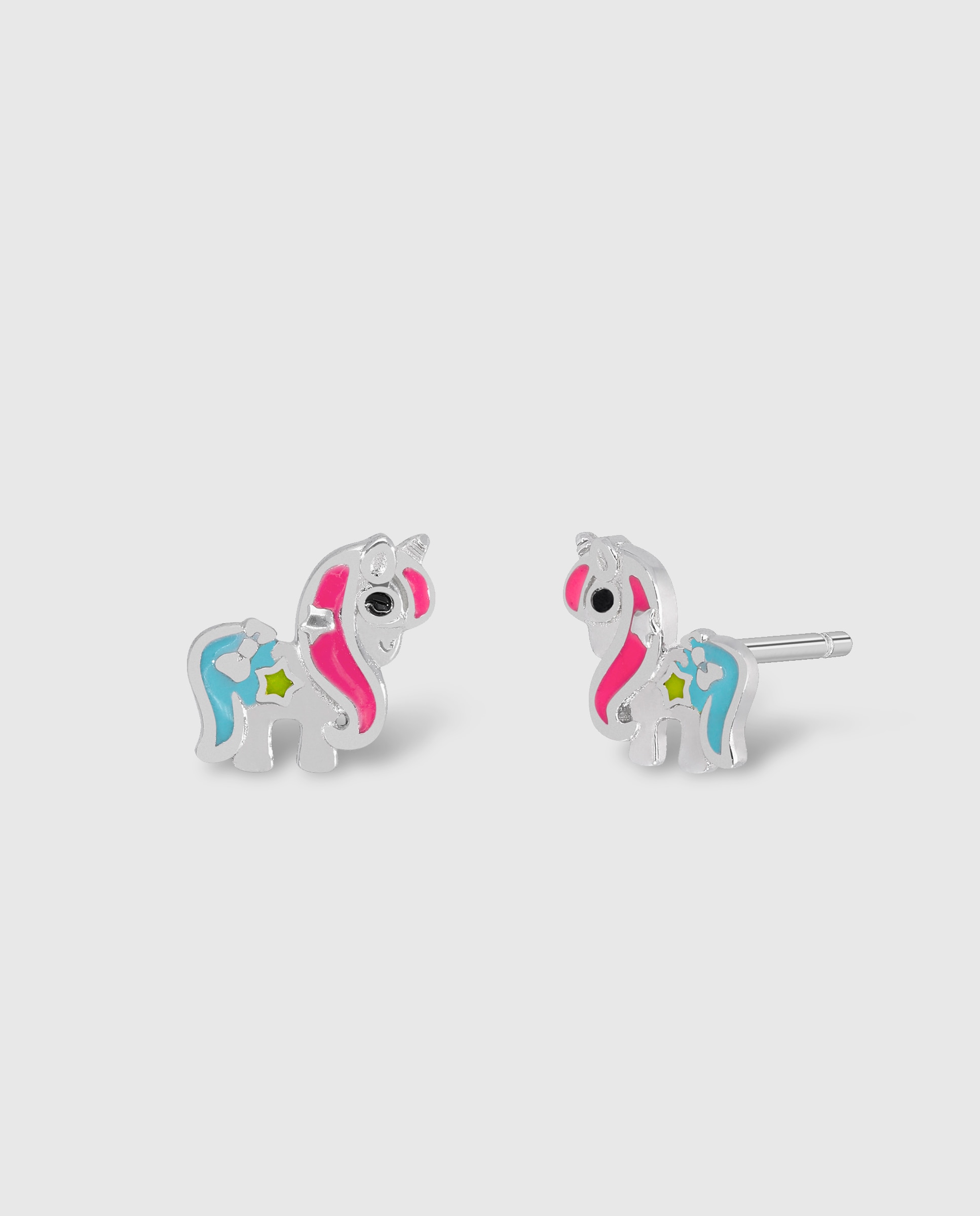 Pendientes de botón de niña d03001/bs de plata rodiada Multicolor Marea Multicolor-1