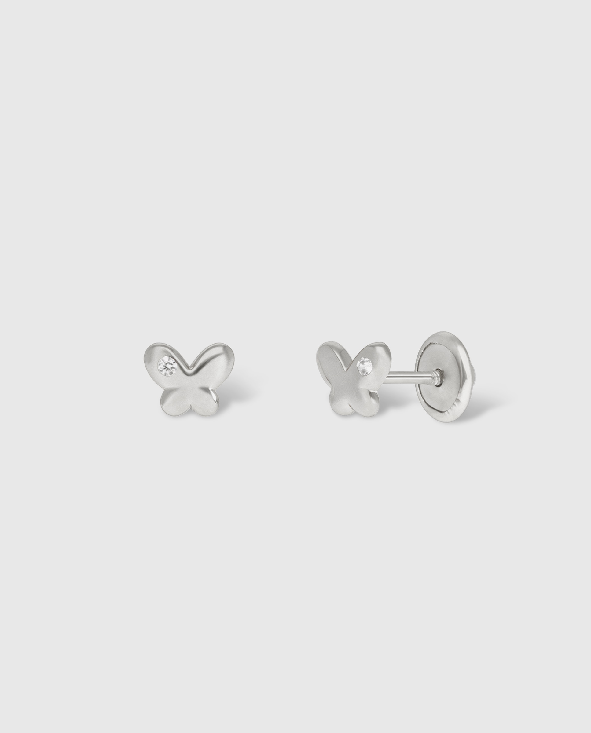 Imagen 0 de Pendientes de plata de bebé d03401/ac en forma de mariposa con ciconita Plateado
